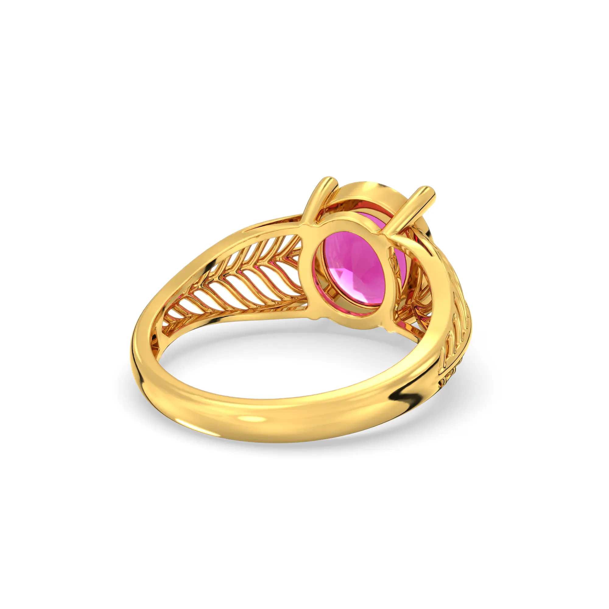 Ruby (Manik) Ring for Women in 22K Yellow Gold – Oval 9x8 mm, Prong Setting, 4 g (Design K17A-19) thumbnail