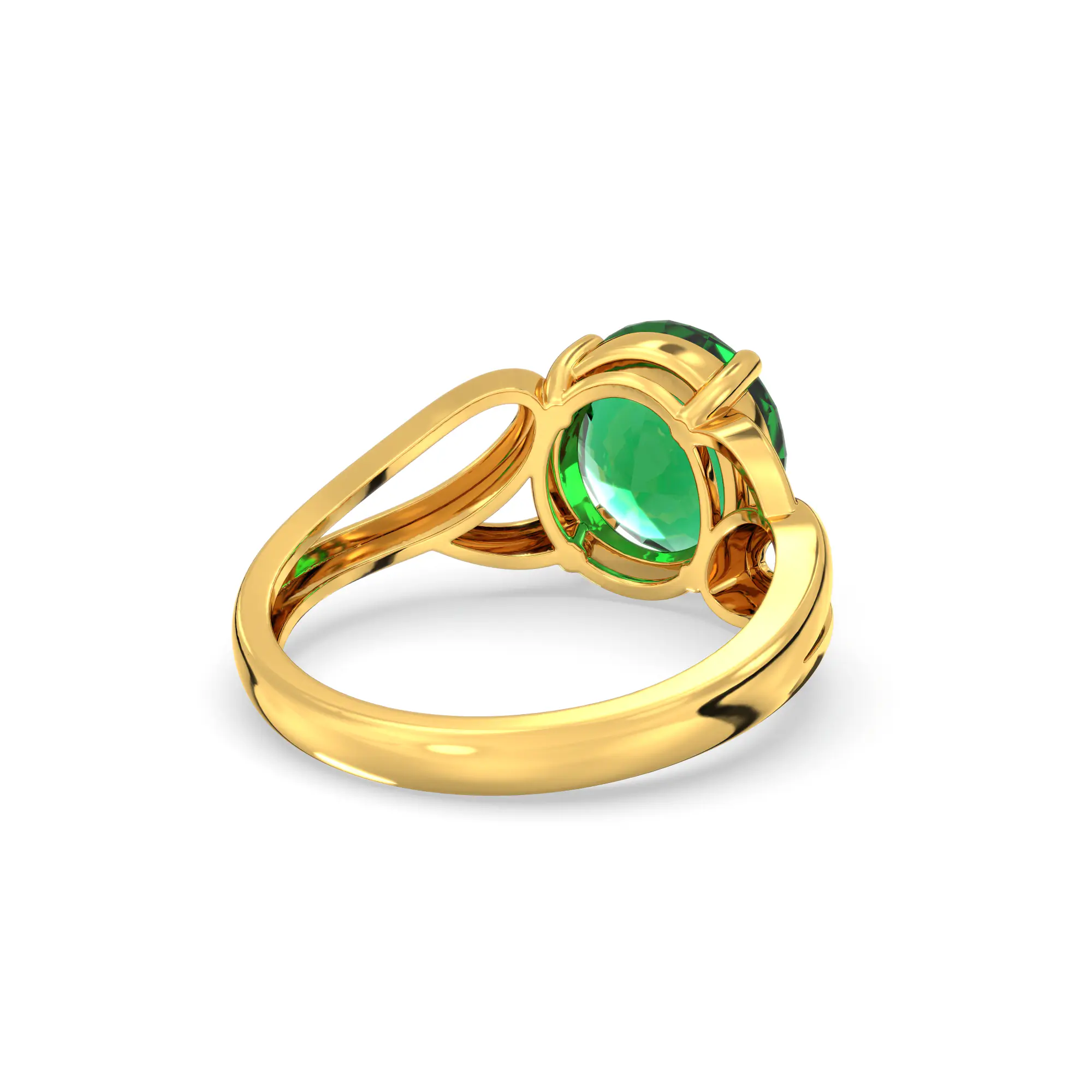 Emerald (Panna) Ring for Women in 22K Yellow Gold – Oval 9x8 mm, Prong Setting, 4 g (Design K17A-20) thumbnail