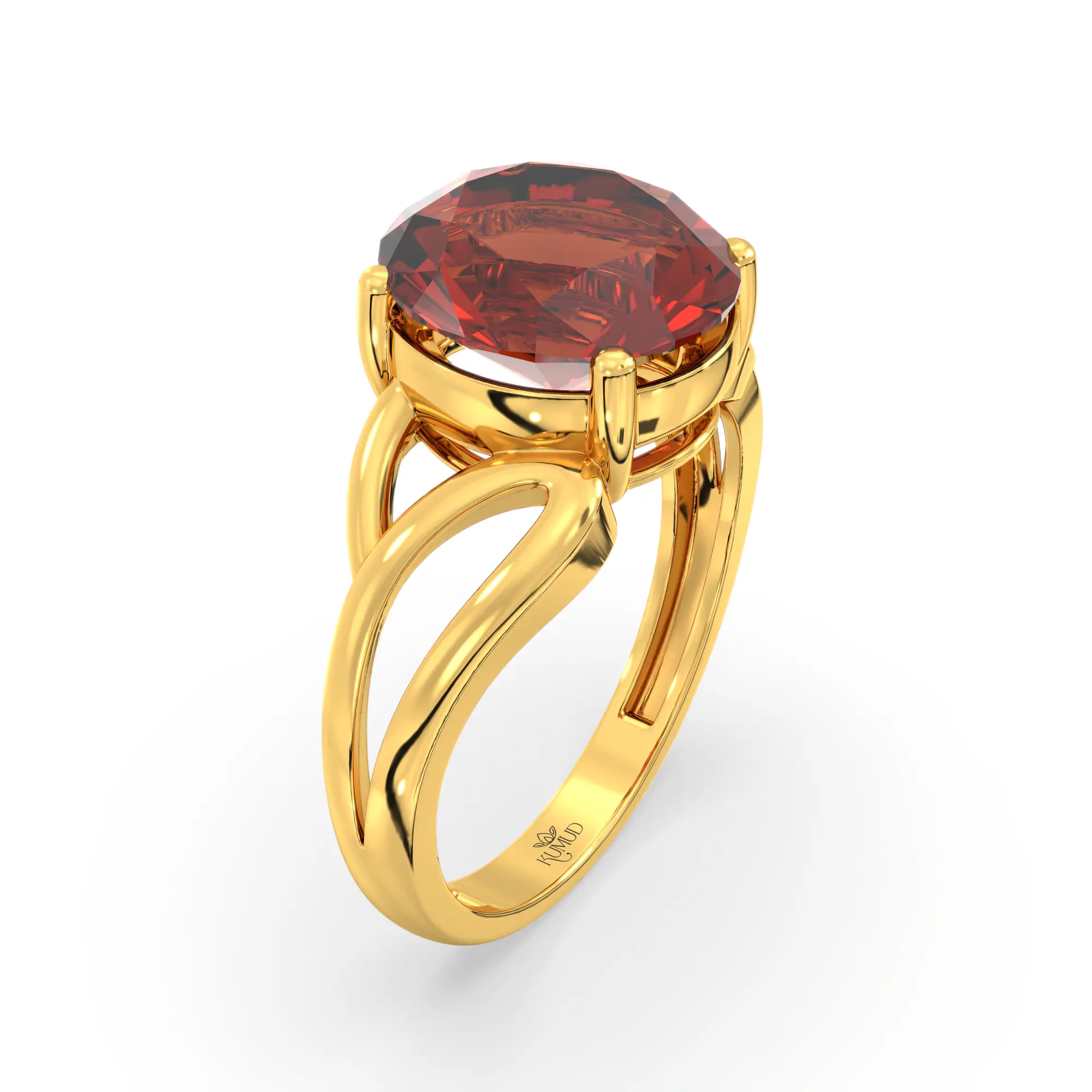 Hessonite (Gomed) Ring for Women in 22K Yellow Gold – Oval 9x8 mm, Prong Setting, 4 g (Design K17A-20) thumbnail