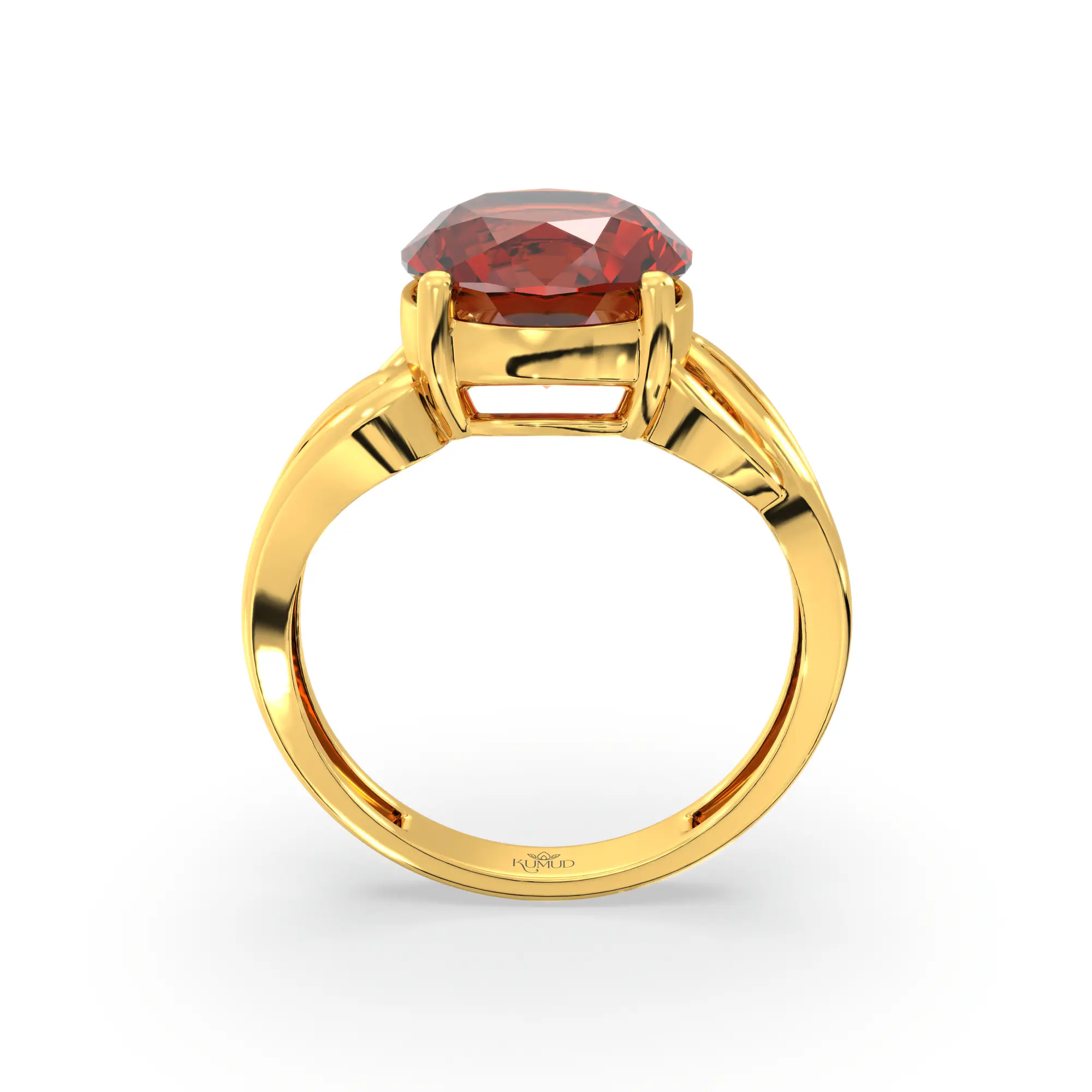 Hessonite (Gomed) Ring for Women in 22K Yellow Gold – Oval 9x8 mm, Prong Setting, 4 g (Design K17A-20) thumbnail