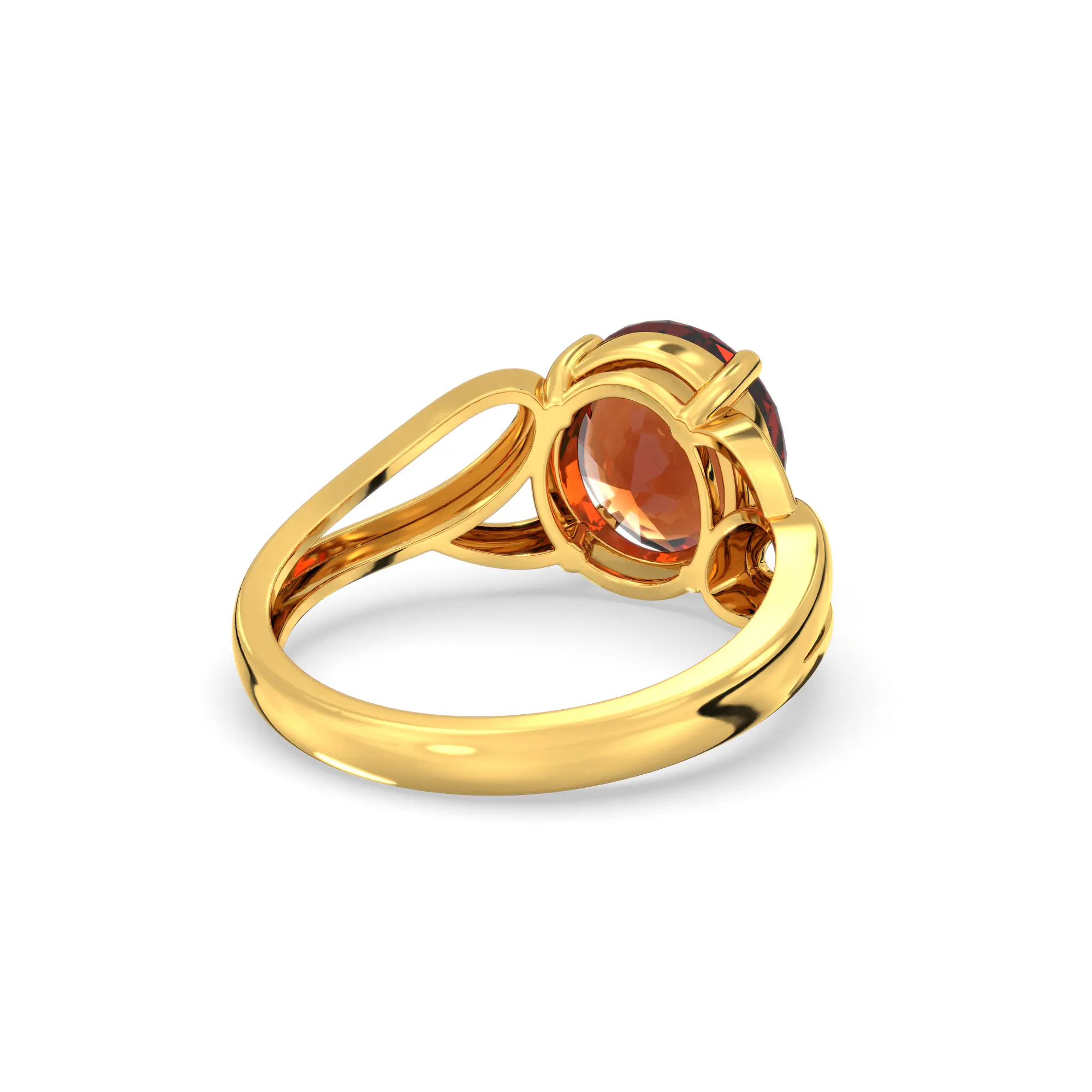 Hessonite (Gomed) Ring for Women in 22K Yellow Gold – Oval 9x8 mm, Prong Setting, 4 g (Design K17A-20) thumbnail