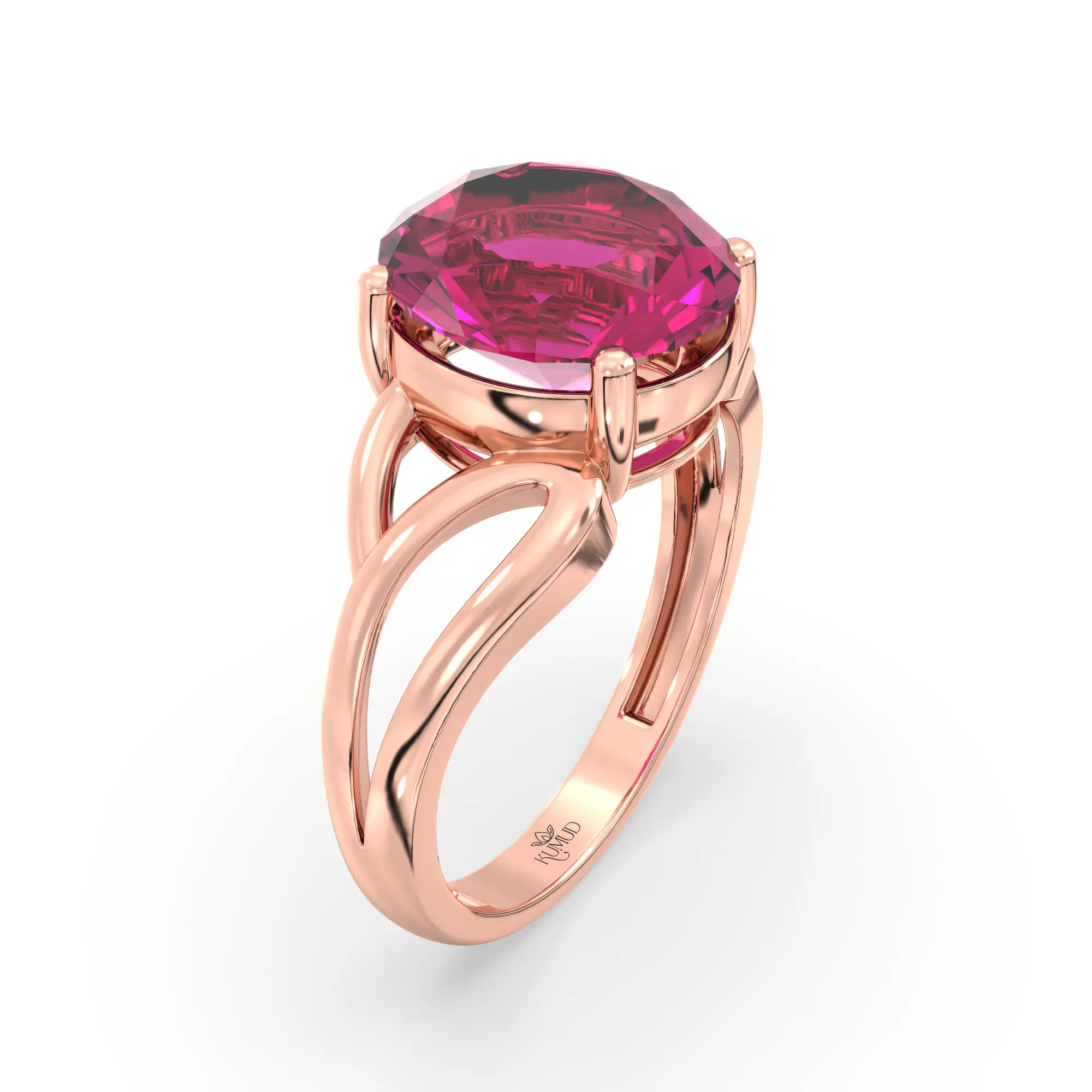 Ruby (Manik) Ring for Women in 18K Rose Gold – Oval 9x8 mm, Prong Setting, 4 g (Design K17A-20) thumbnail
