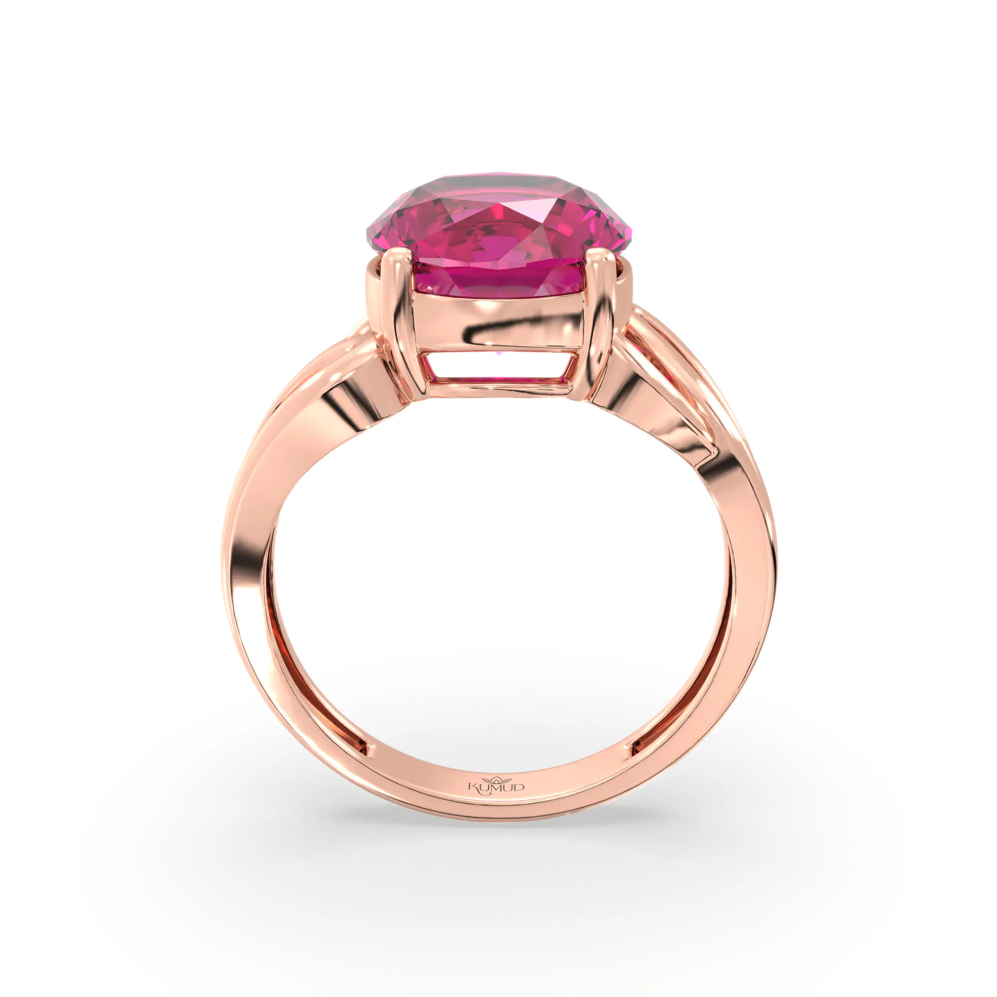 Ruby (Manik) Ring for Women in 18K Rose Gold – Oval 9x8 mm, Prong Setting, 4 g (Design K17A-20) thumbnail