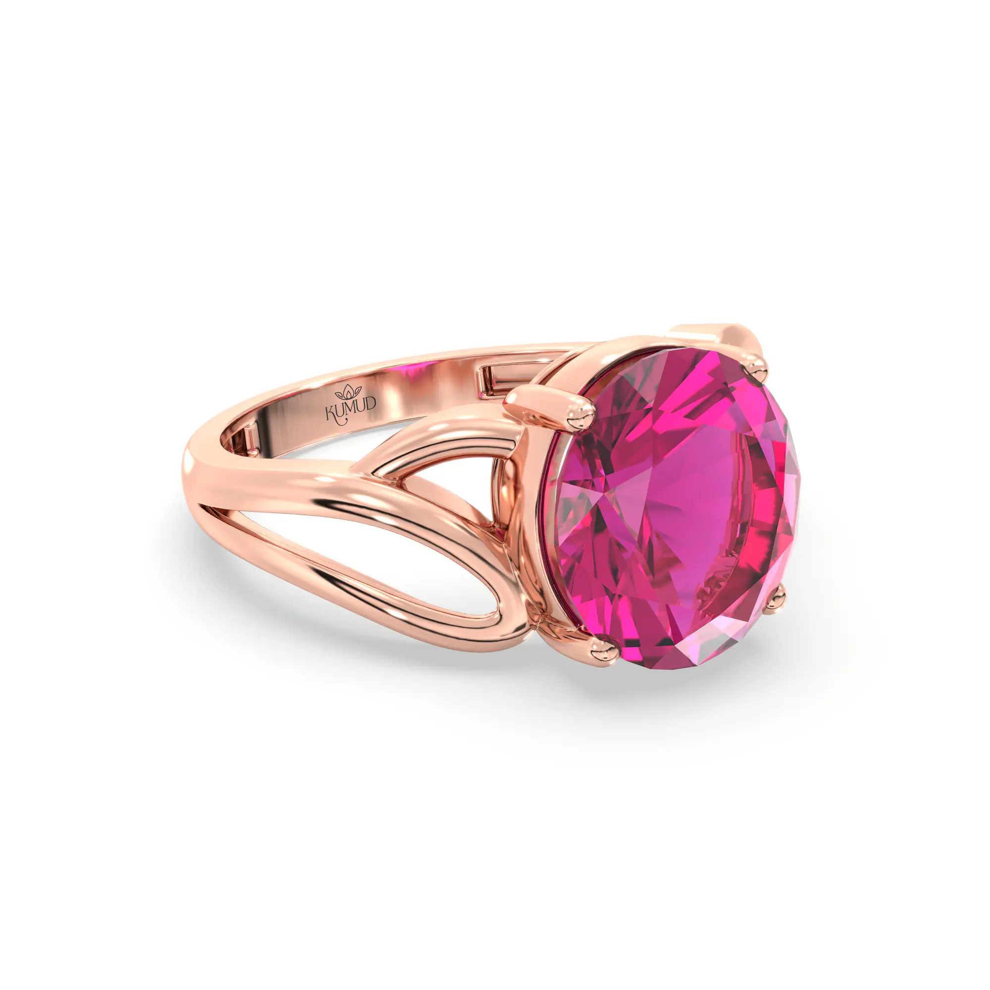 Ruby (Manik) Ring for Women in 18K Rose Gold – Oval 9x8 mm, Prong Setting, 4 g (Design K17A-20) thumbnail