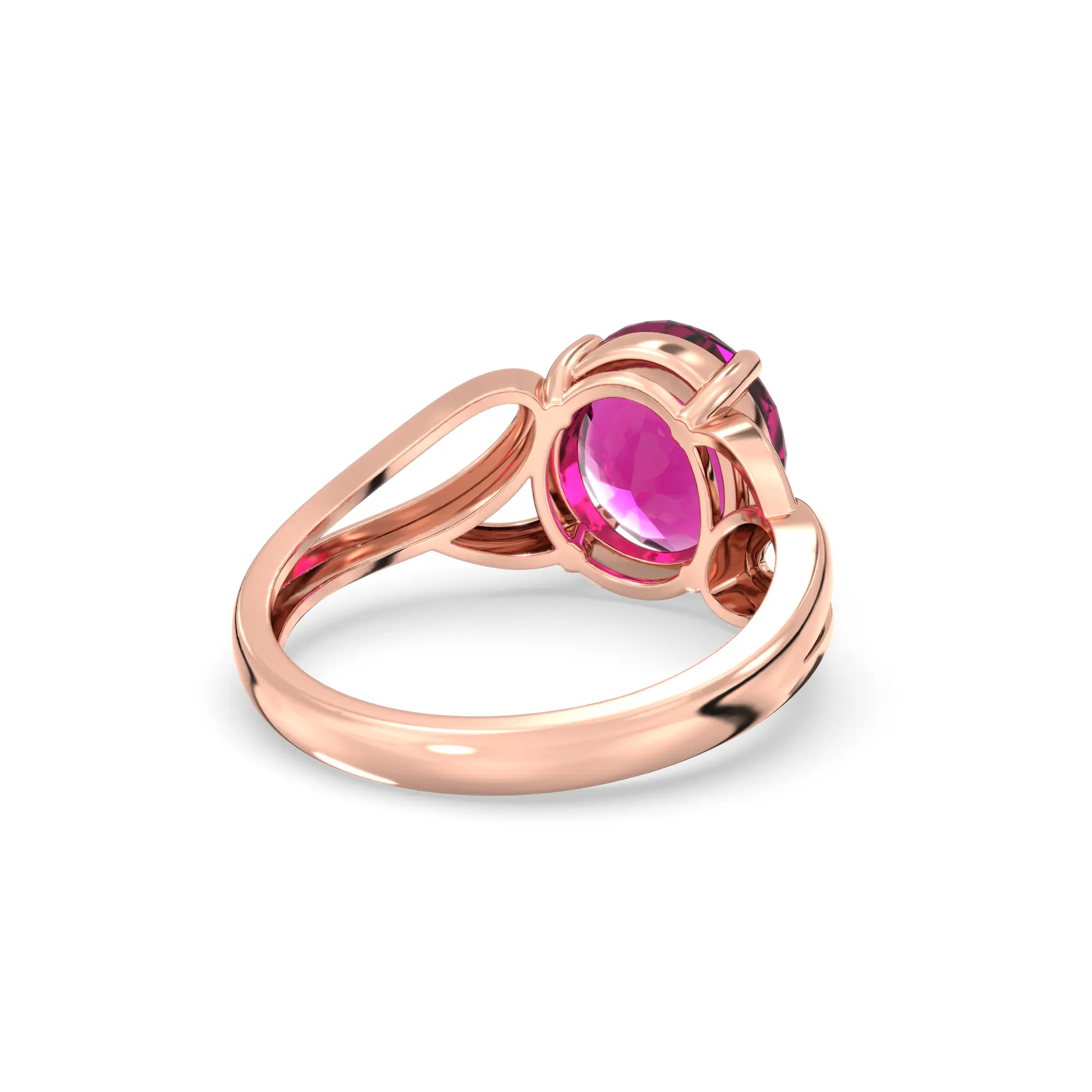 Ruby (Manik) Ring for Women in 18K Rose Gold – Oval 9x8 mm, Prong Setting, 4 g (Design K17A-20) thumbnail