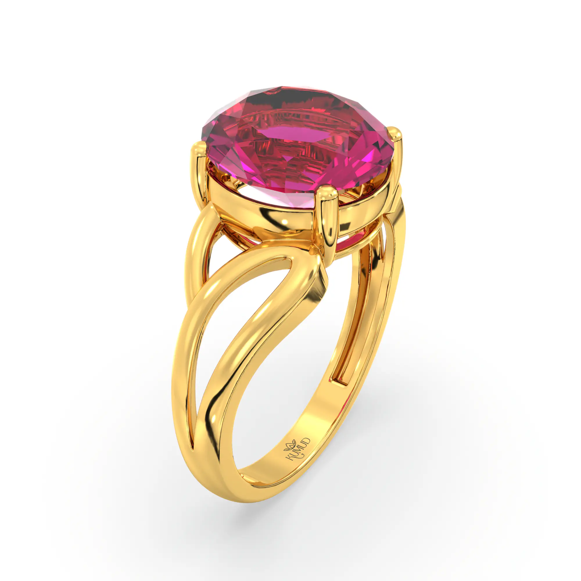 Ruby (Manik) Ring for Women in 22K Yellow Gold – Oval 9x8 mm, Prong Setting, 4 g (Design K17A-20) thumbnail