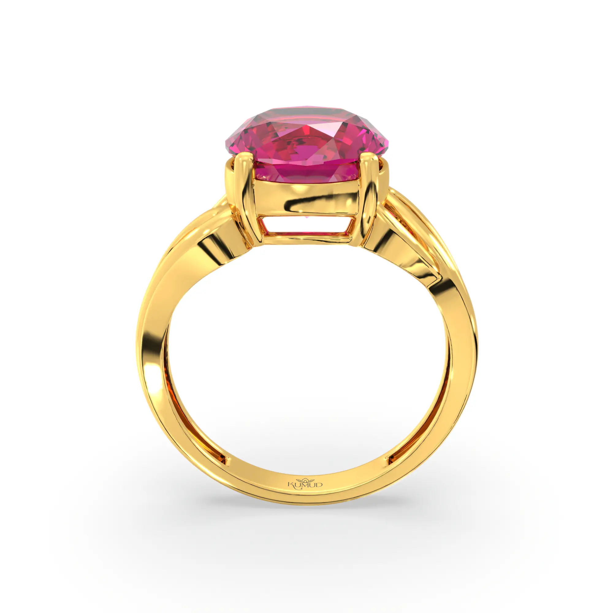 Ruby (Manik) Ring for Women in 22K Yellow Gold – Oval 9x8 mm, Prong Setting, 4 g (Design K17A-20) thumbnail