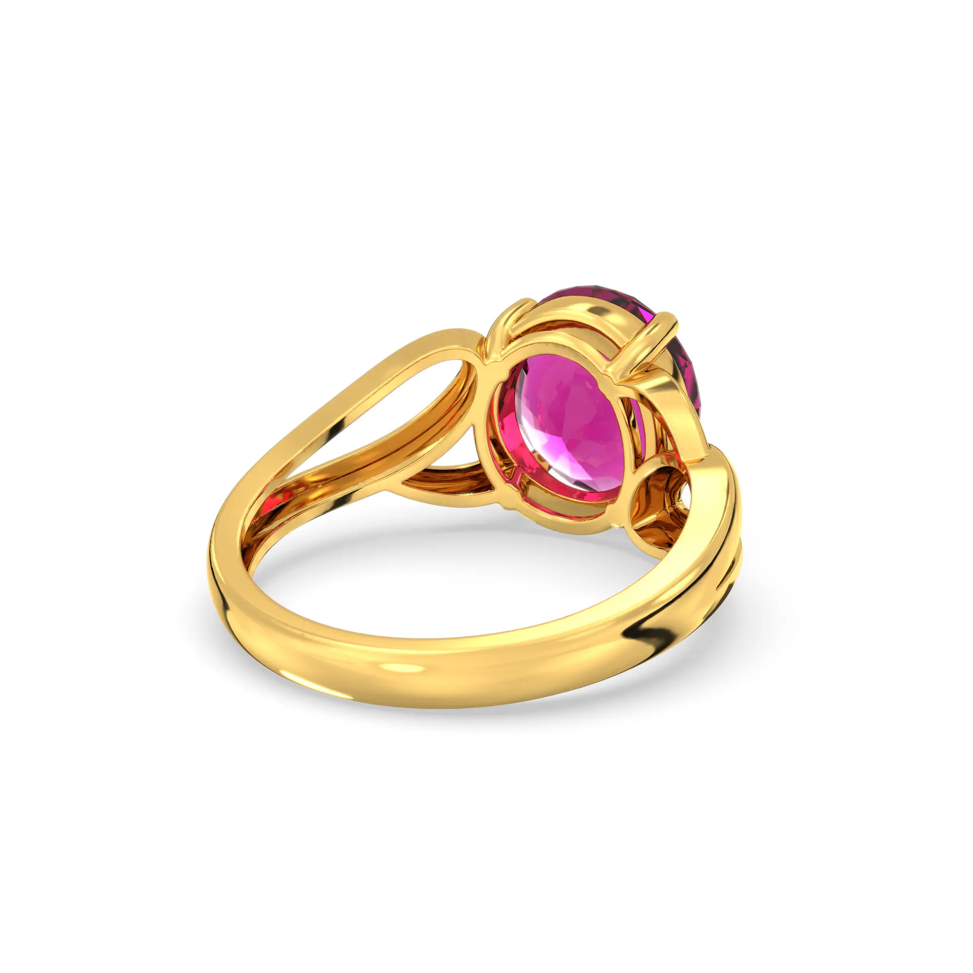Ruby (Manik) Ring for Women in 22K Yellow Gold – Oval 9x8 mm, Prong Setting, 4 g (Design K17A-20) thumbnail