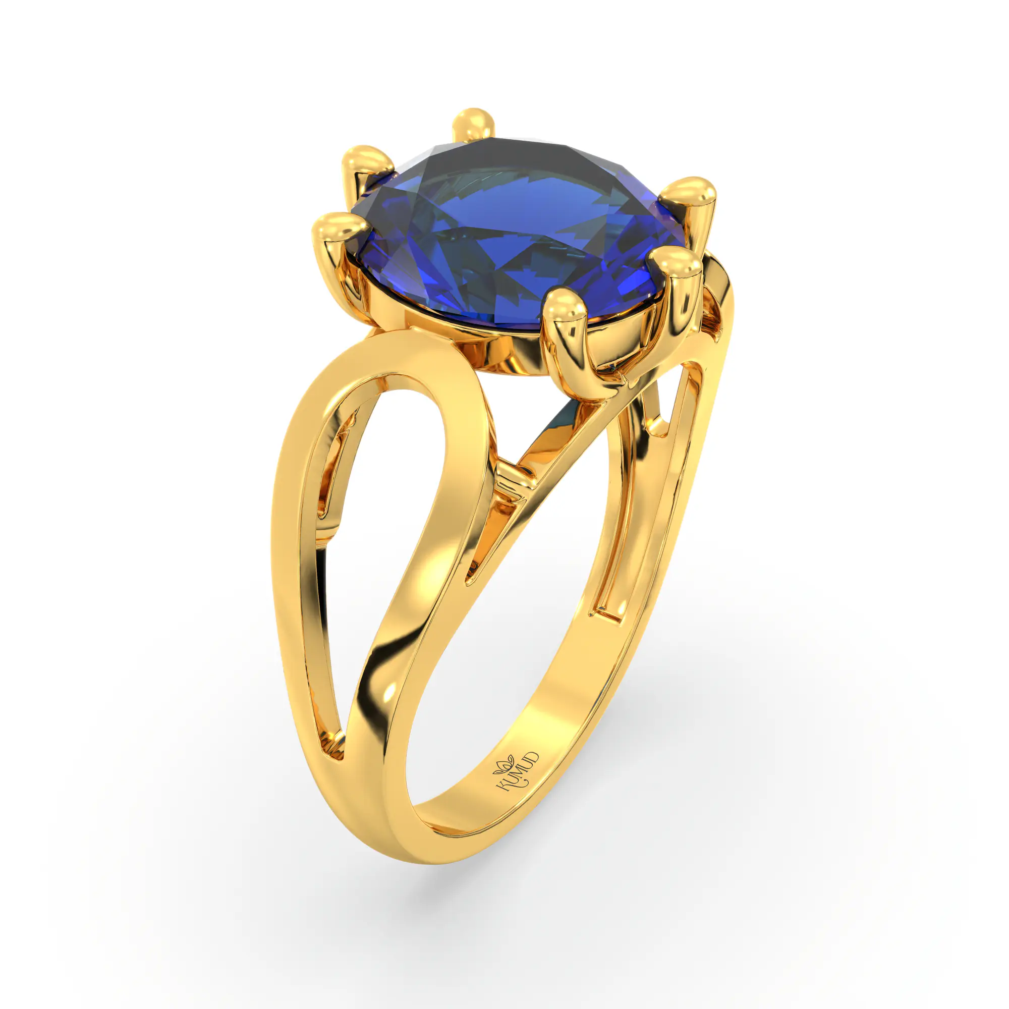 Blue Sapphire (Neelam) Ring for Women in 22K Yellow Gold – Oval 9x8 mm, Prong Setting, 4 g (Design K17A-21) thumbnail
