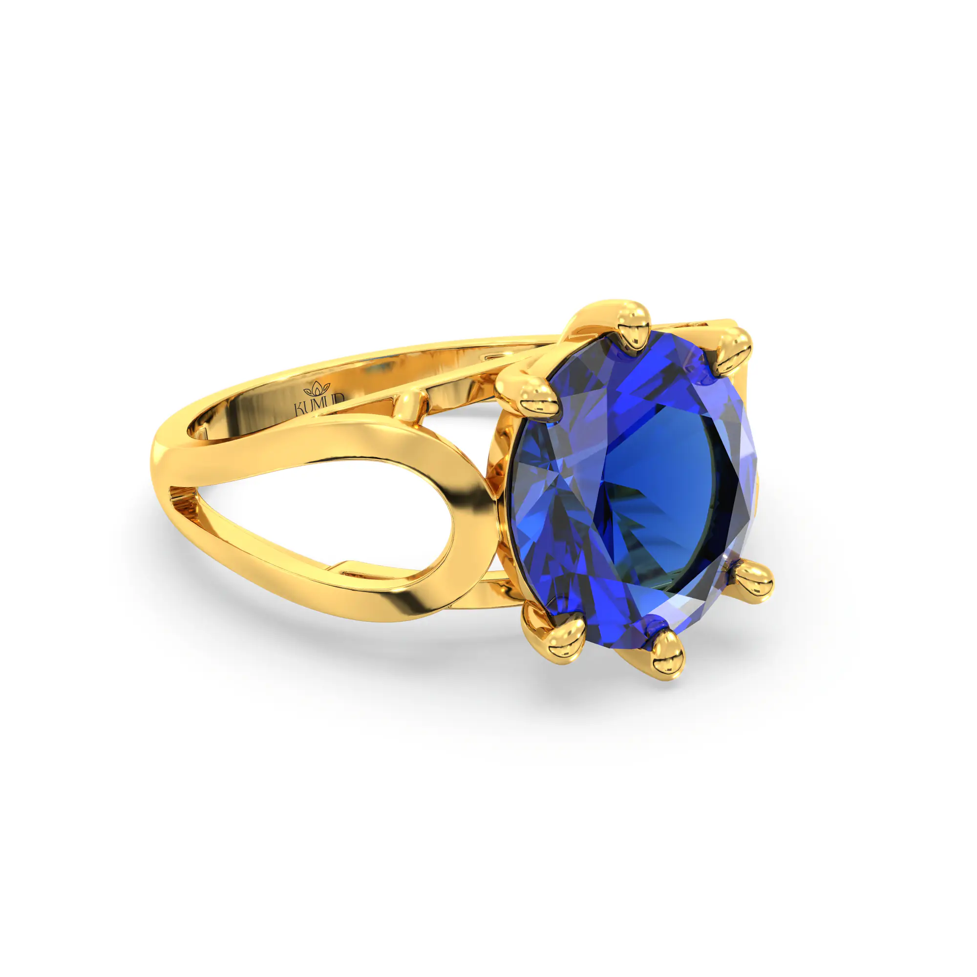Blue Sapphire (Neelam) Ring for Women in 22K Yellow Gold – Oval 9x8 mm, Prong Setting, 4 g (Design K17A-21) thumbnail
