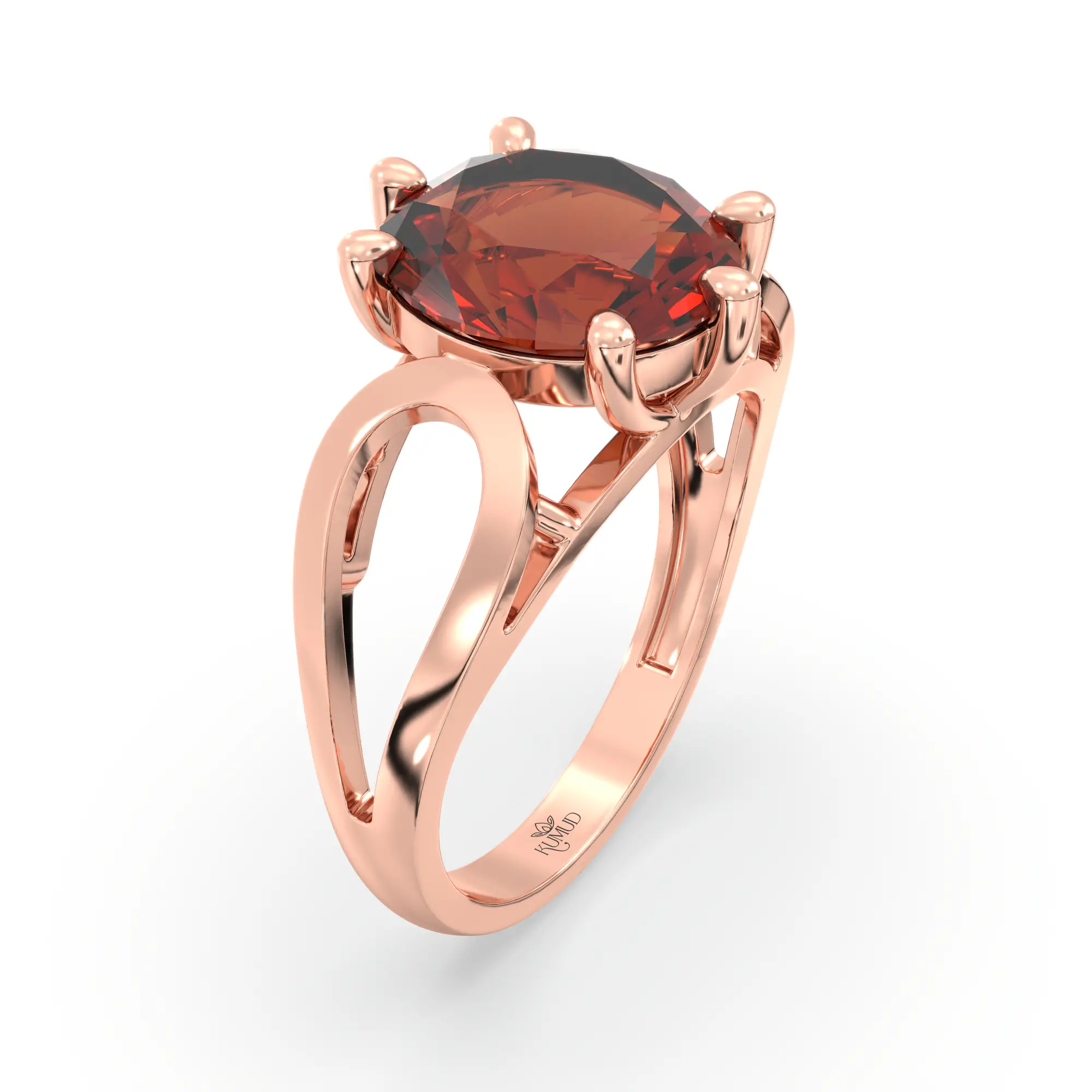 Hessonite (Gomed) Ring for Women in 18K Rose Gold – Oval 9x8 mm, Prong Setting, 4 g (Design K17A-21) thumbnail