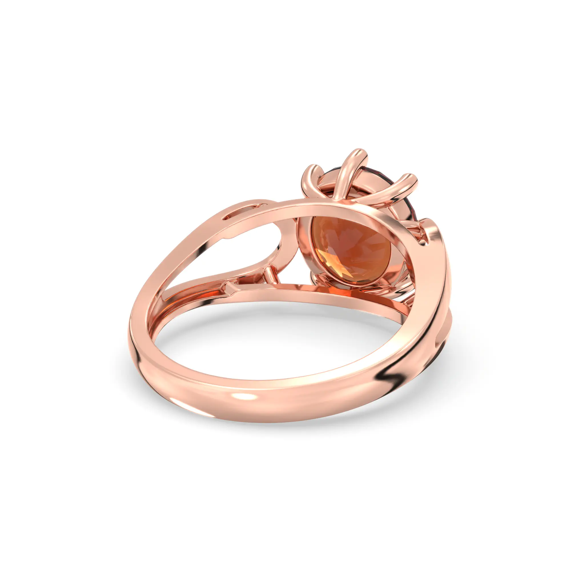 Hessonite (Gomed) Ring for Women in 18K Rose Gold – Oval 9x8 mm, Prong Setting, 4 g (Design K17A-21) thumbnail