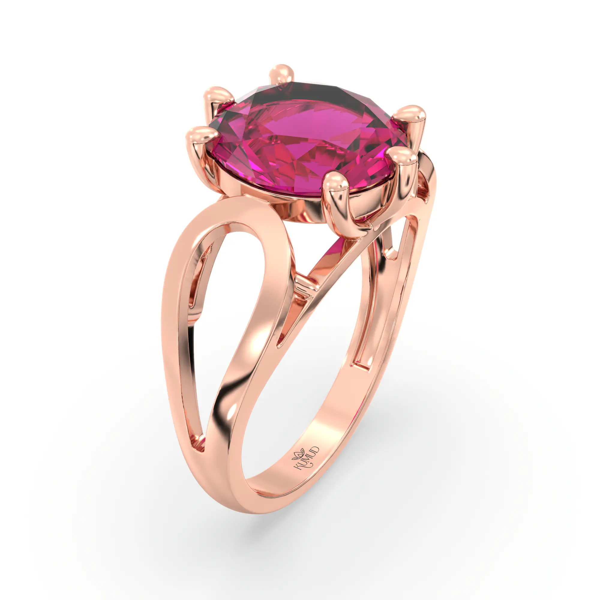 Ruby (Manik) Ring for Women in 18K Rose Gold – Oval 9x8 mm, Prong Setting, 4 g (Design K17A-21) thumbnail