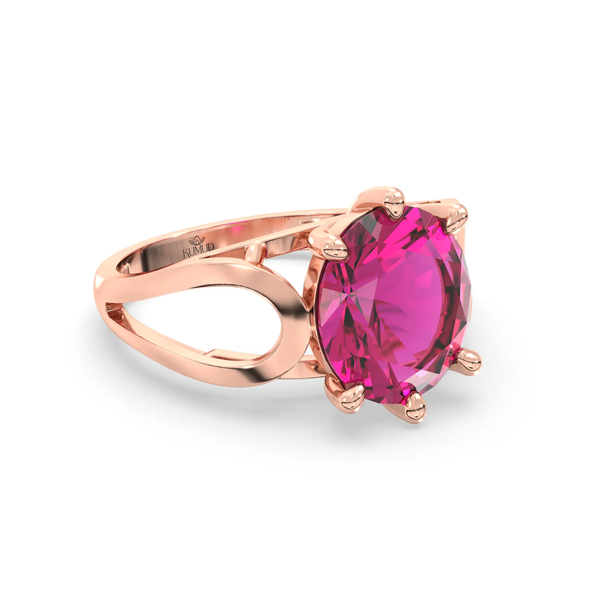 Ruby (Manik) Ring for Women in 18K Rose Gold – Oval 9x8 mm, Prong Setting, 4 g (Design K17A-21) thumbnail