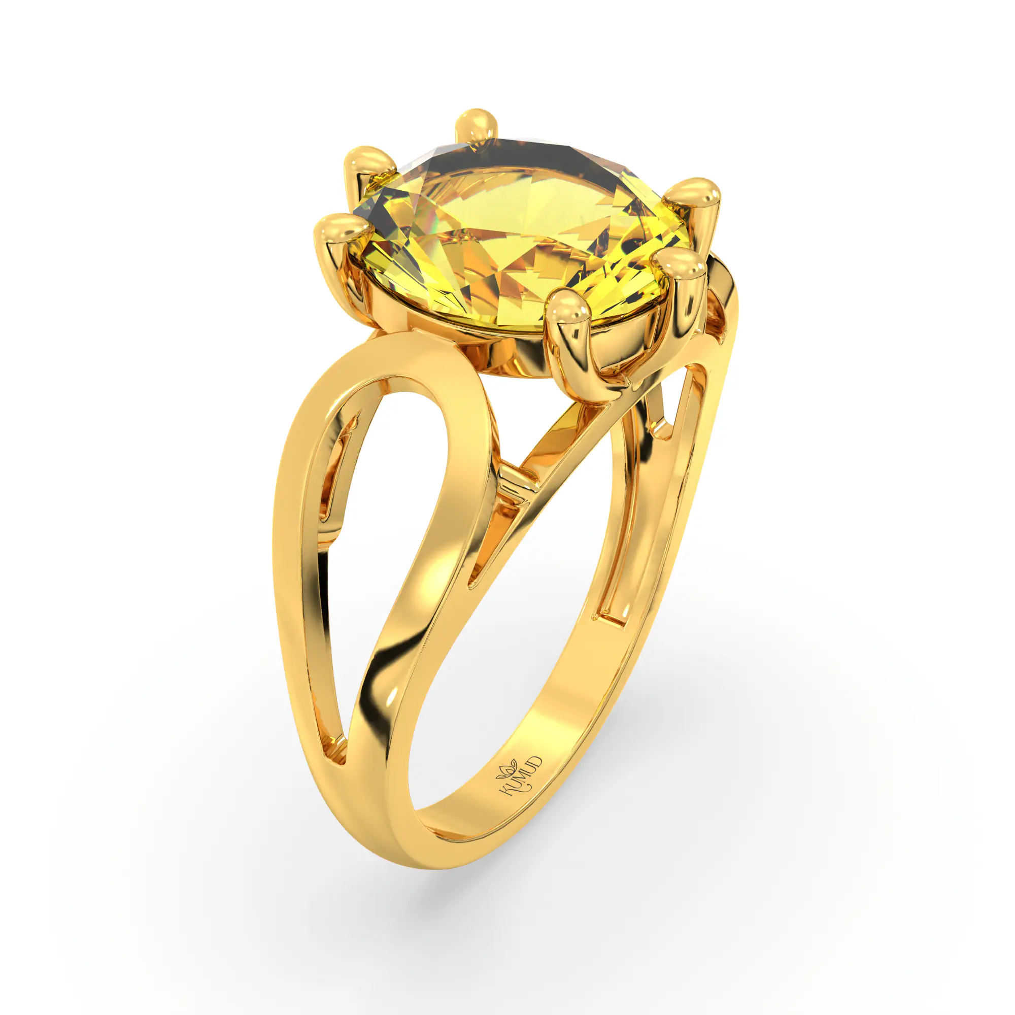 Yellow Sapphire (Pukhraj) Ring for Women in 22K Yellow Gold – Oval 9x8 mm, Prong Setting, 4 g (Design K17A-21) thumbnail