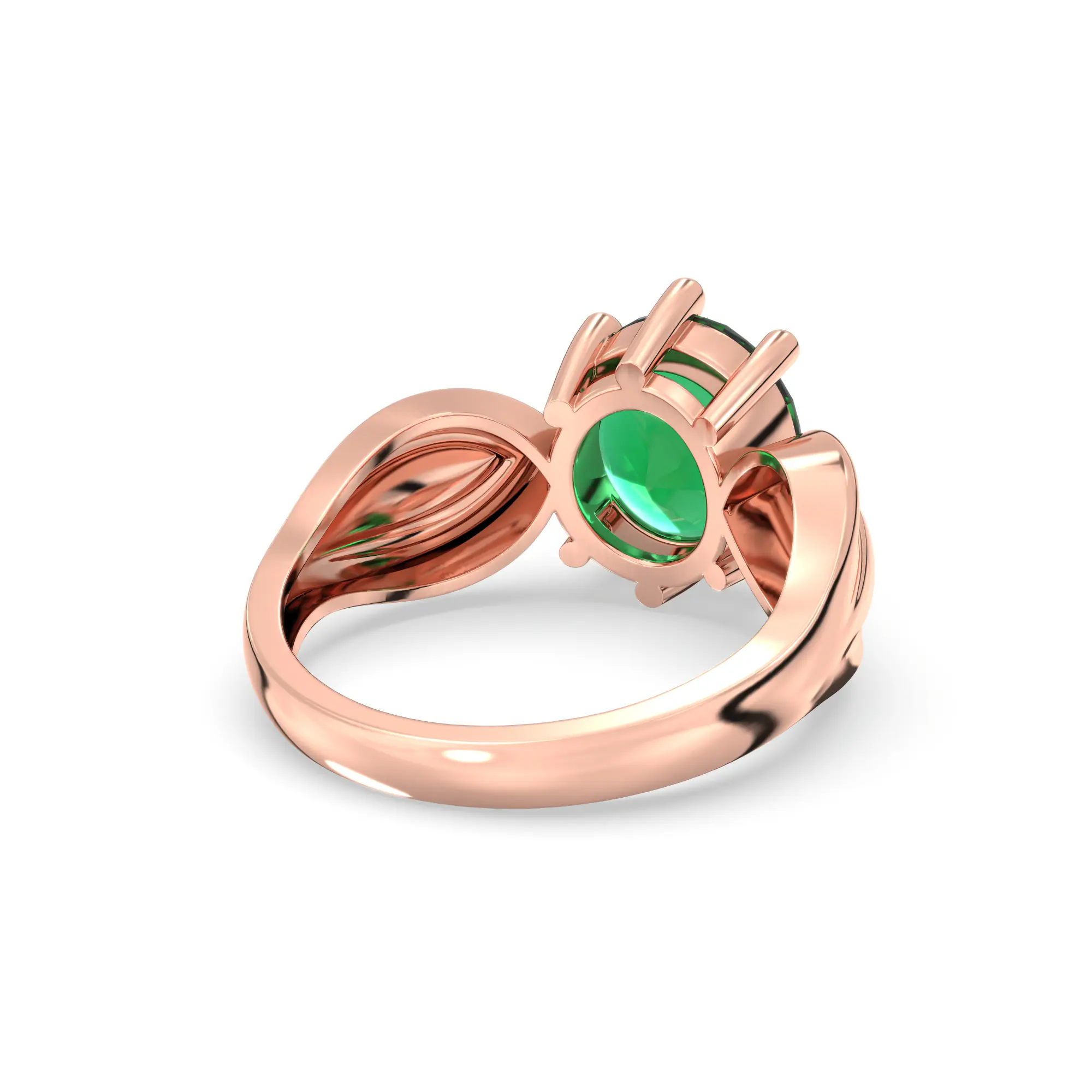 Emerald (Panna) Ring for Women in 18K Rose Gold – Oval 9x8 mm, Prong Setting, 5 g (Design K17A-22) thumbnail