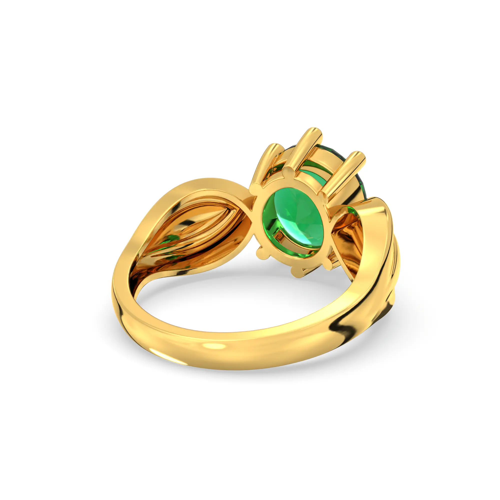 Emerald (Panna) Ring for Women in 22K Yellow Gold – Oval 9x8 mm, Prong Setting, 5 g (Design K17A-22) thumbnail