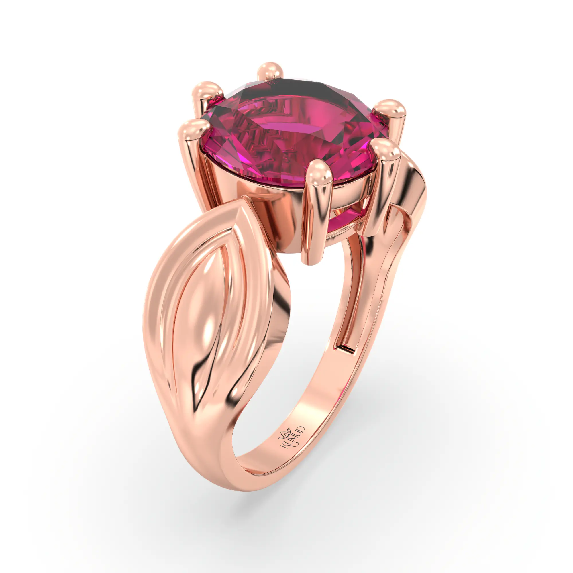 Ruby (Manik) Ring for Women in 18K Rose Gold – Oval 9x8 mm, Prong Setting, 5 g (Design K17A-22) thumbnail