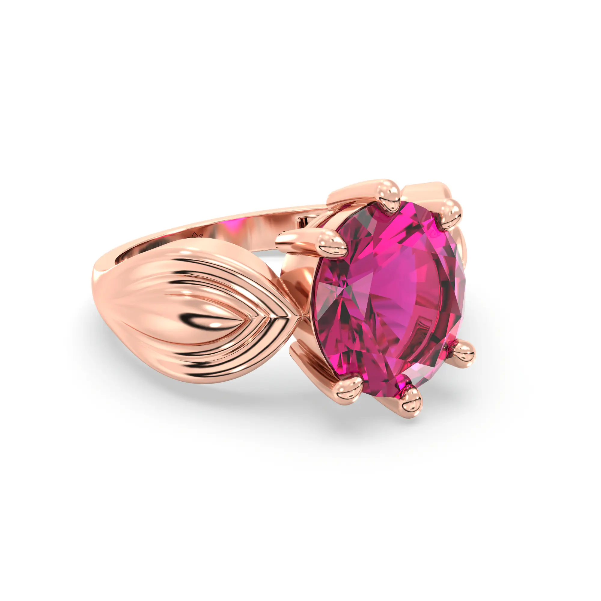 Ruby (Manik) Ring for Women in 18K Rose Gold – Oval 9x8 mm, Prong Setting, 5 g (Design K17A-22) thumbnail