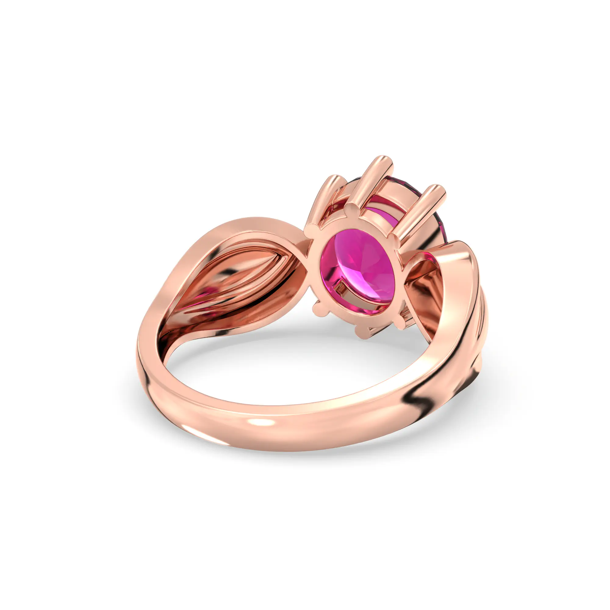 Ruby (Manik) Ring for Women in 18K Rose Gold – Oval 9x8 mm, Prong Setting, 5 g (Design K17A-22) thumbnail