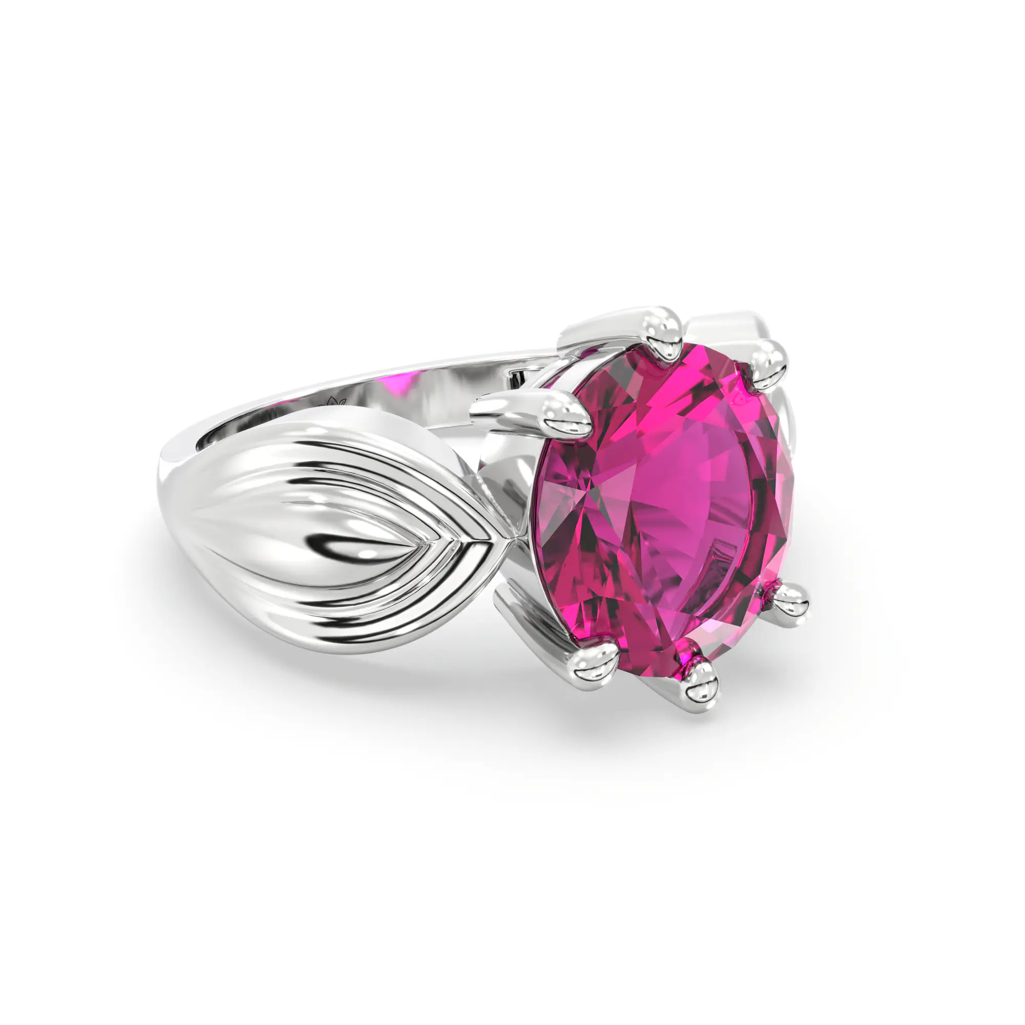 Ruby (Manik) Ring for Women in 18K White Gold – Oval 9x8 mm, Prong Setting, 5 g (Design K17A-22) thumbnail