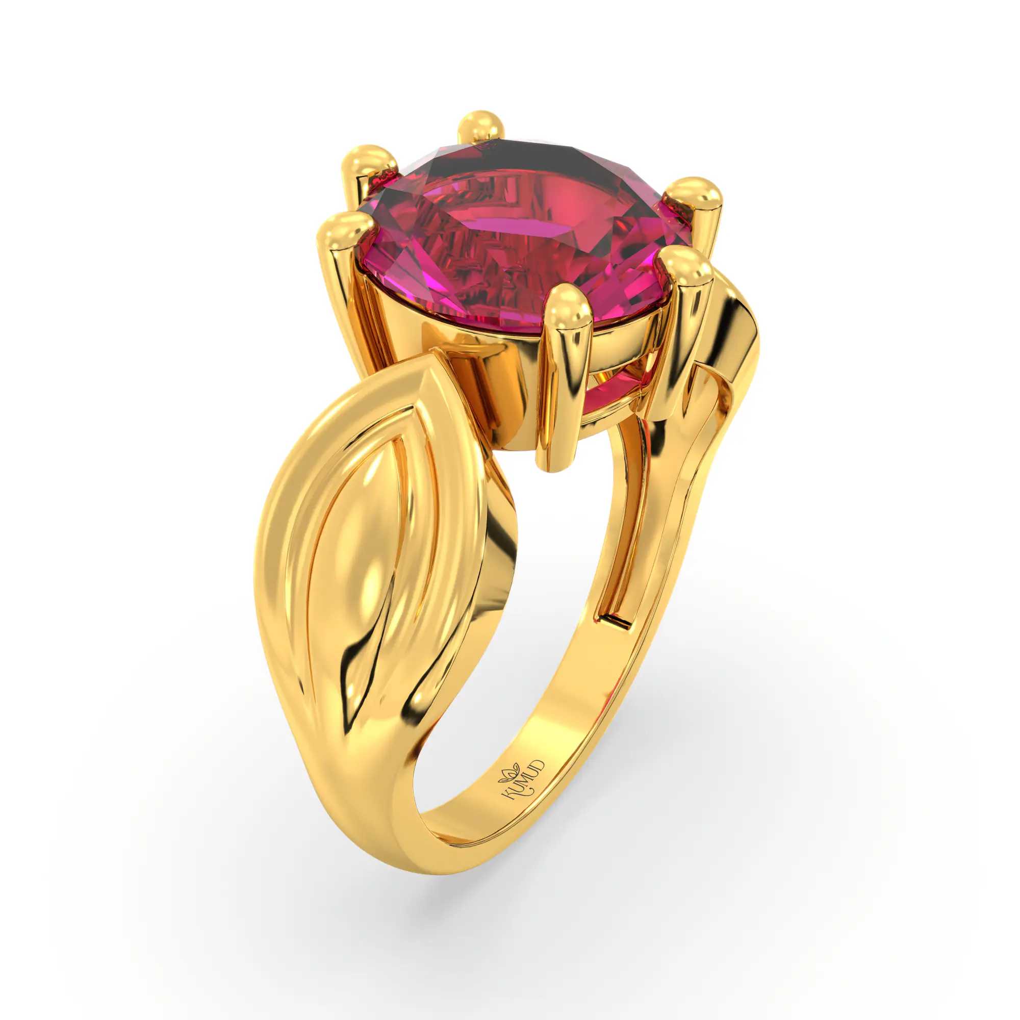 Ruby (Manik) Ring for Women in 22K Yellow Gold – Oval 9x8 mm, Prong Setting, 5 g (Design K17A-22) thumbnail