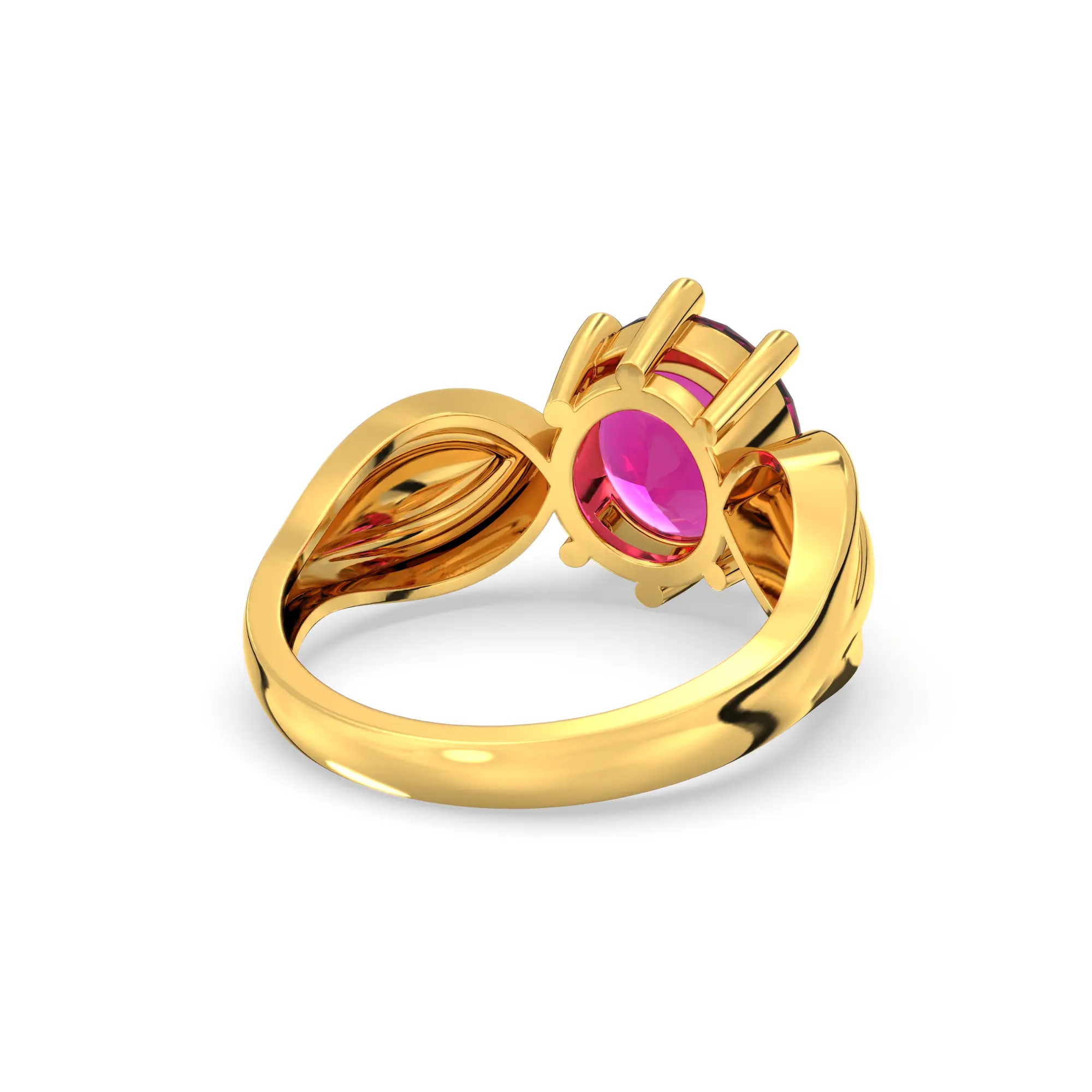 Ruby (Manik) Ring for Women in 22K Yellow Gold – Oval 9x8 mm, Prong Setting, 5 g (Design K17A-22) thumbnail