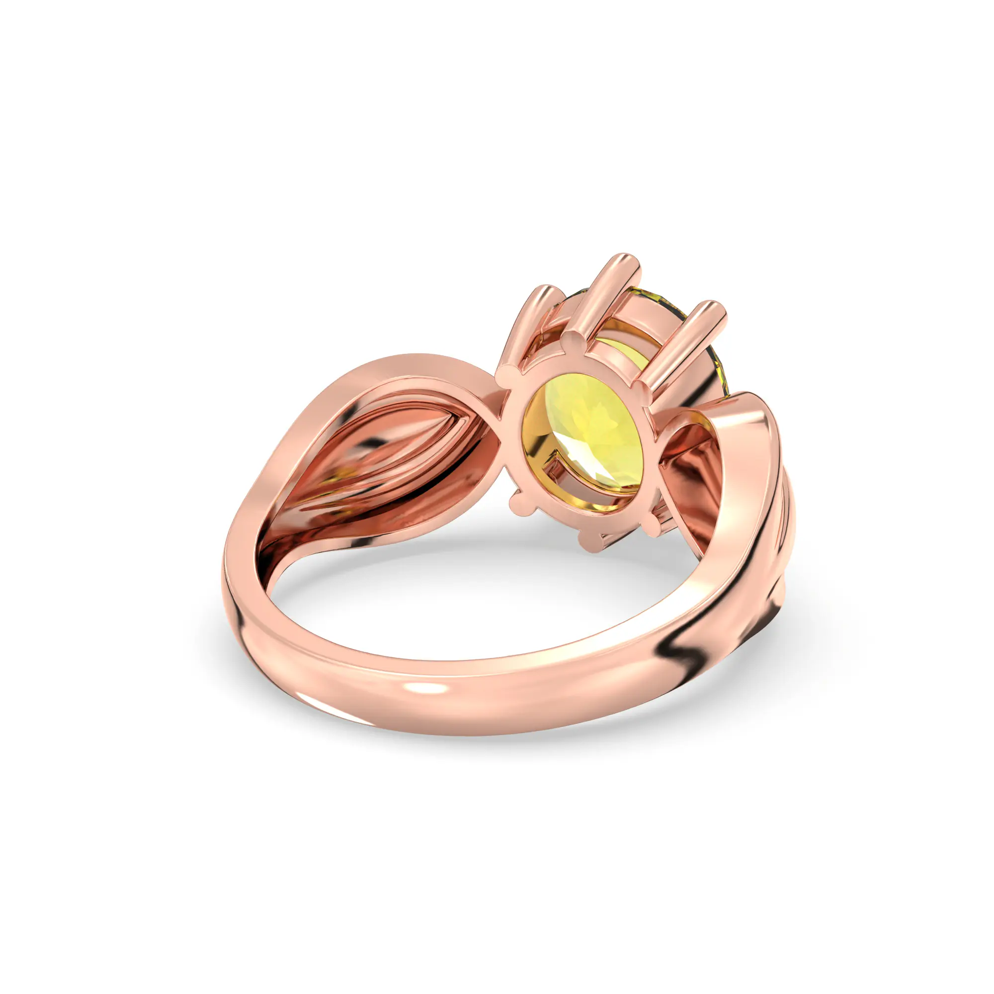 Yellow Sapphire (Pukhraj) Ring for Women in 18K Rose Gold – Oval 9x8 mm, Prong Setting, 5 g (Design K17A-22) thumbnail