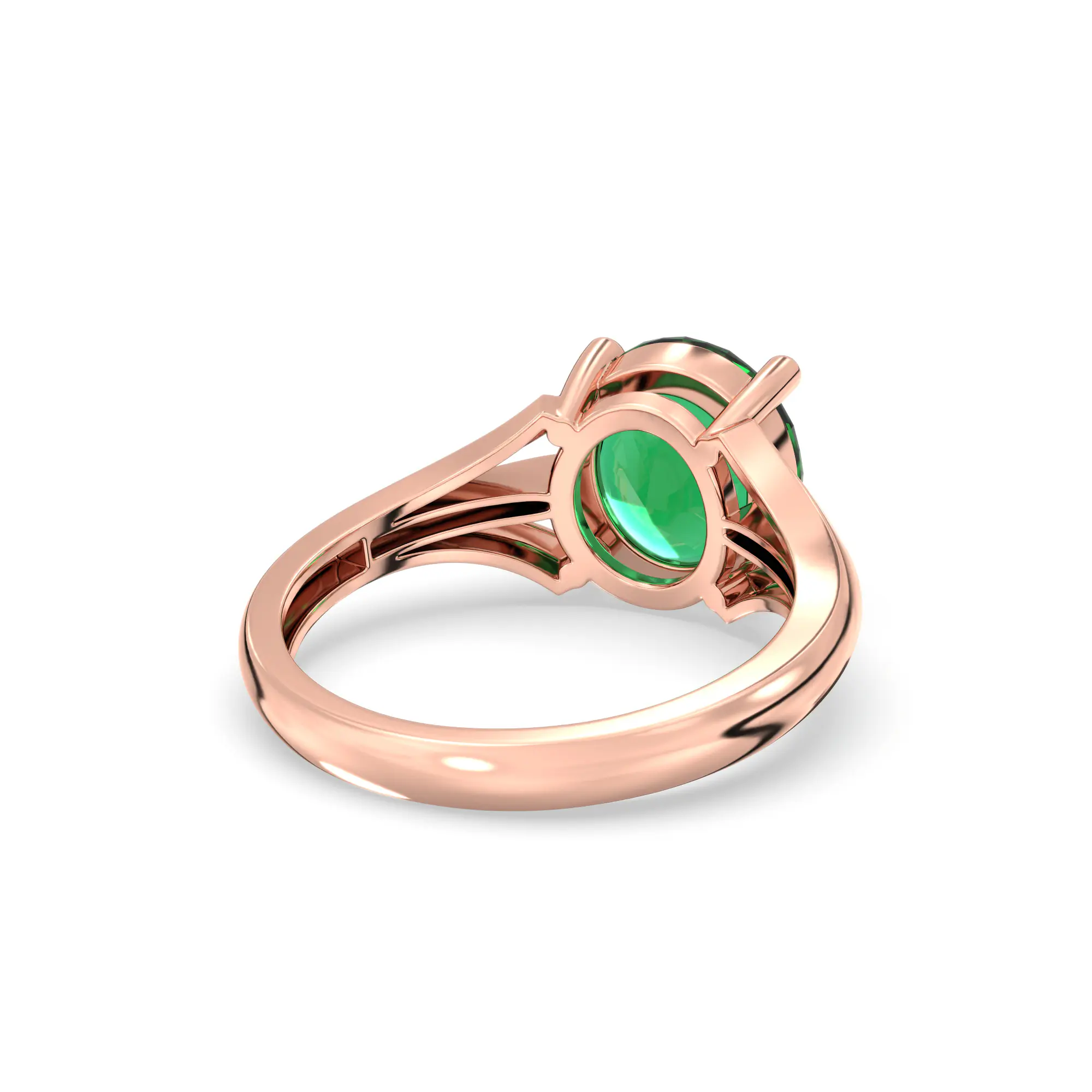 Emerald (Panna) Ring for Women in 18K Rose Gold – Oval 9x8 mm, Prong Setting, 4 g (Design K17A-23) thumbnail