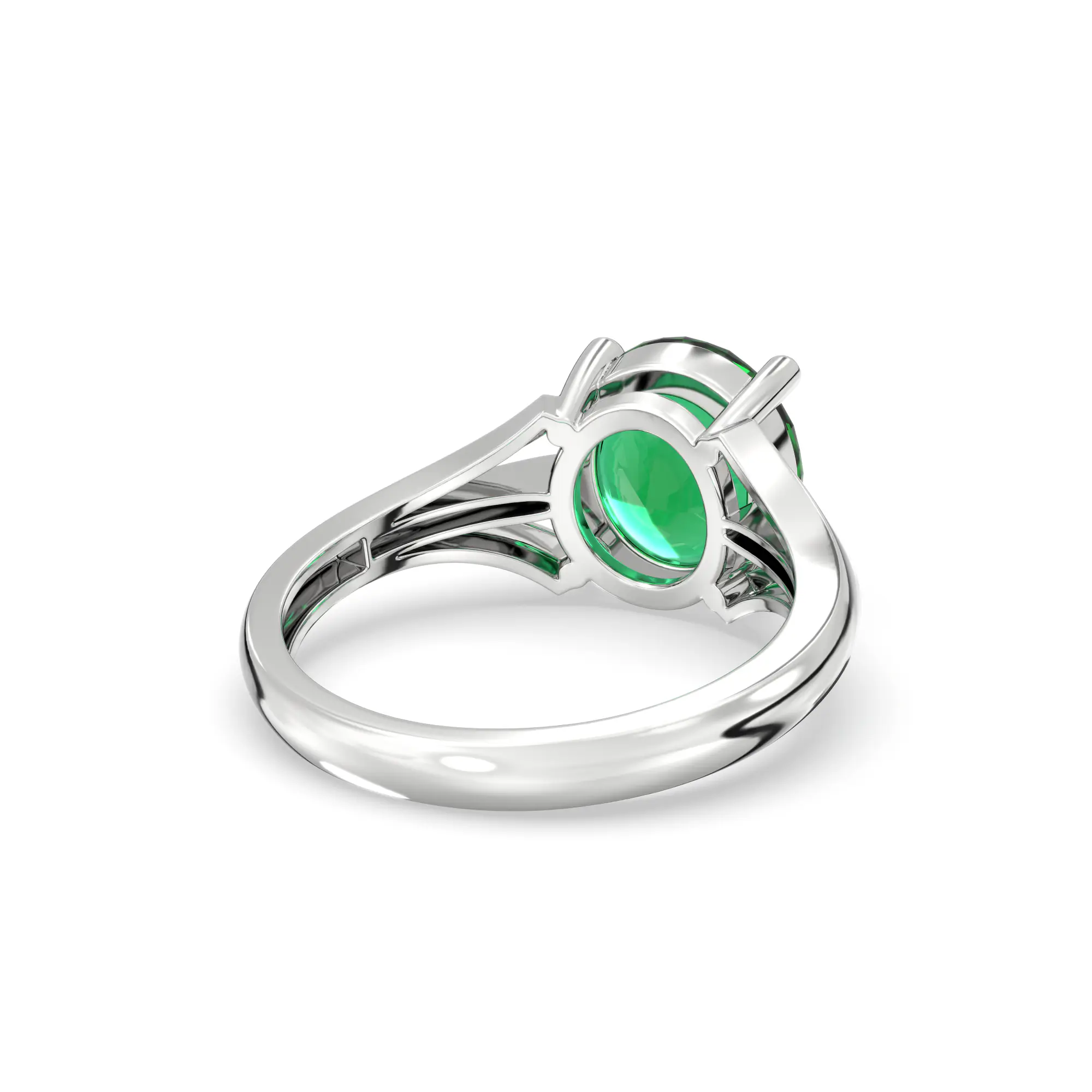 Emerald (Panna) Ring for Women in 18K White Gold – Oval 9x8 mm, Prong Setting, 4 g (Design K17A-23) thumbnail