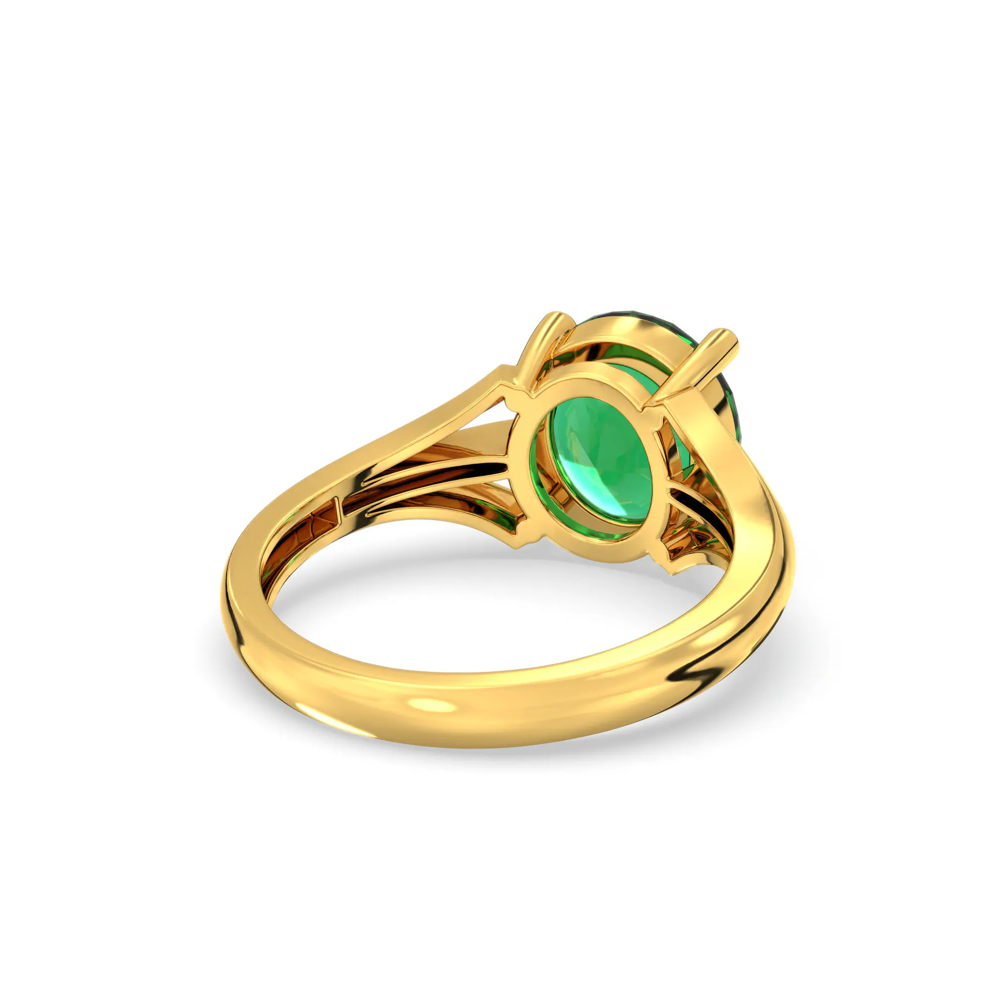 Emerald (Panna) Ring for Women in 22K Yellow Gold – Oval 9x8 mm, Prong Setting, 4 g (Design K17A-23) thumbnail