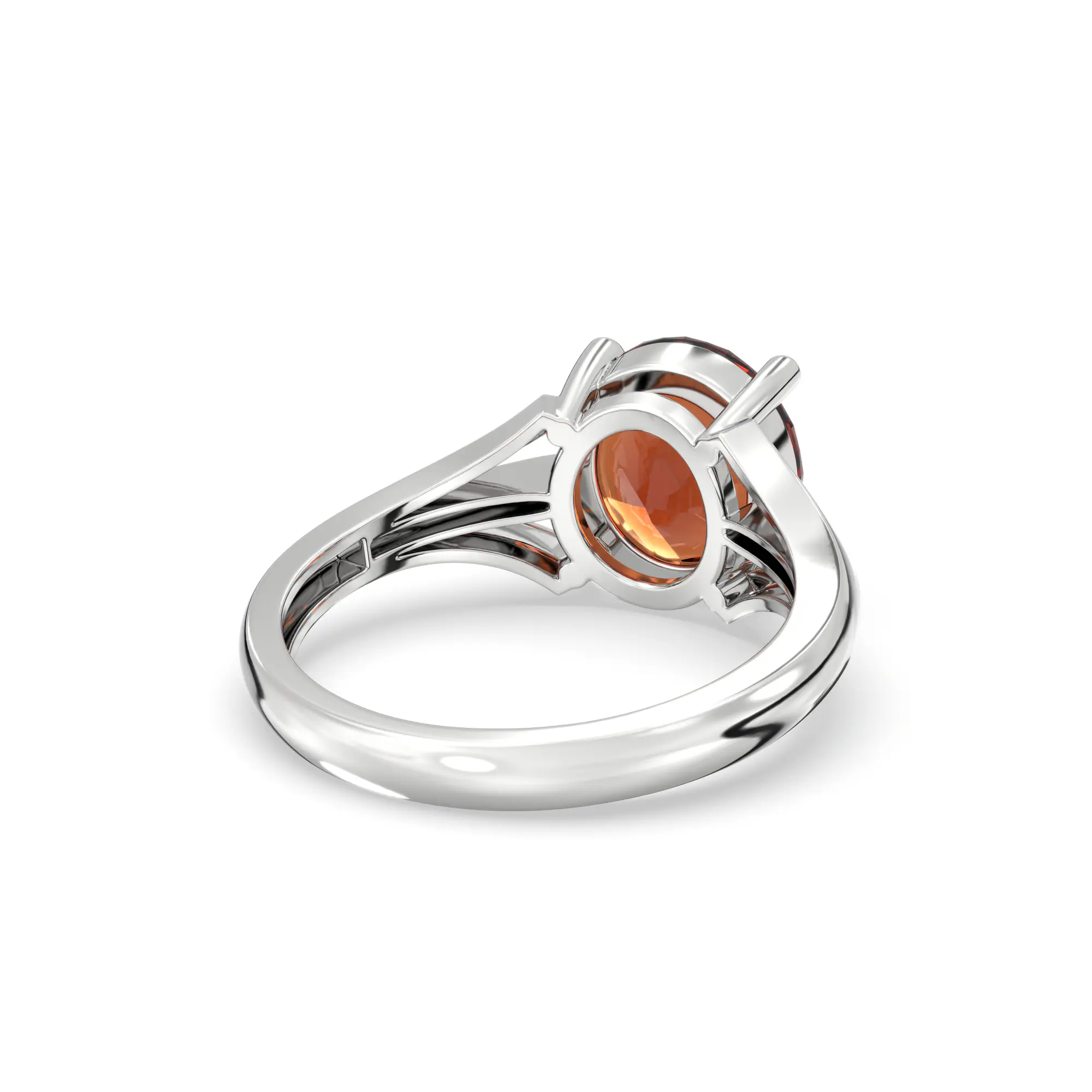 Hessonite (Gomed) Ring for Women in 18K White Gold – Oval 9x8 mm, Prong Setting, 4 g (Design K17A-23) thumbnail
