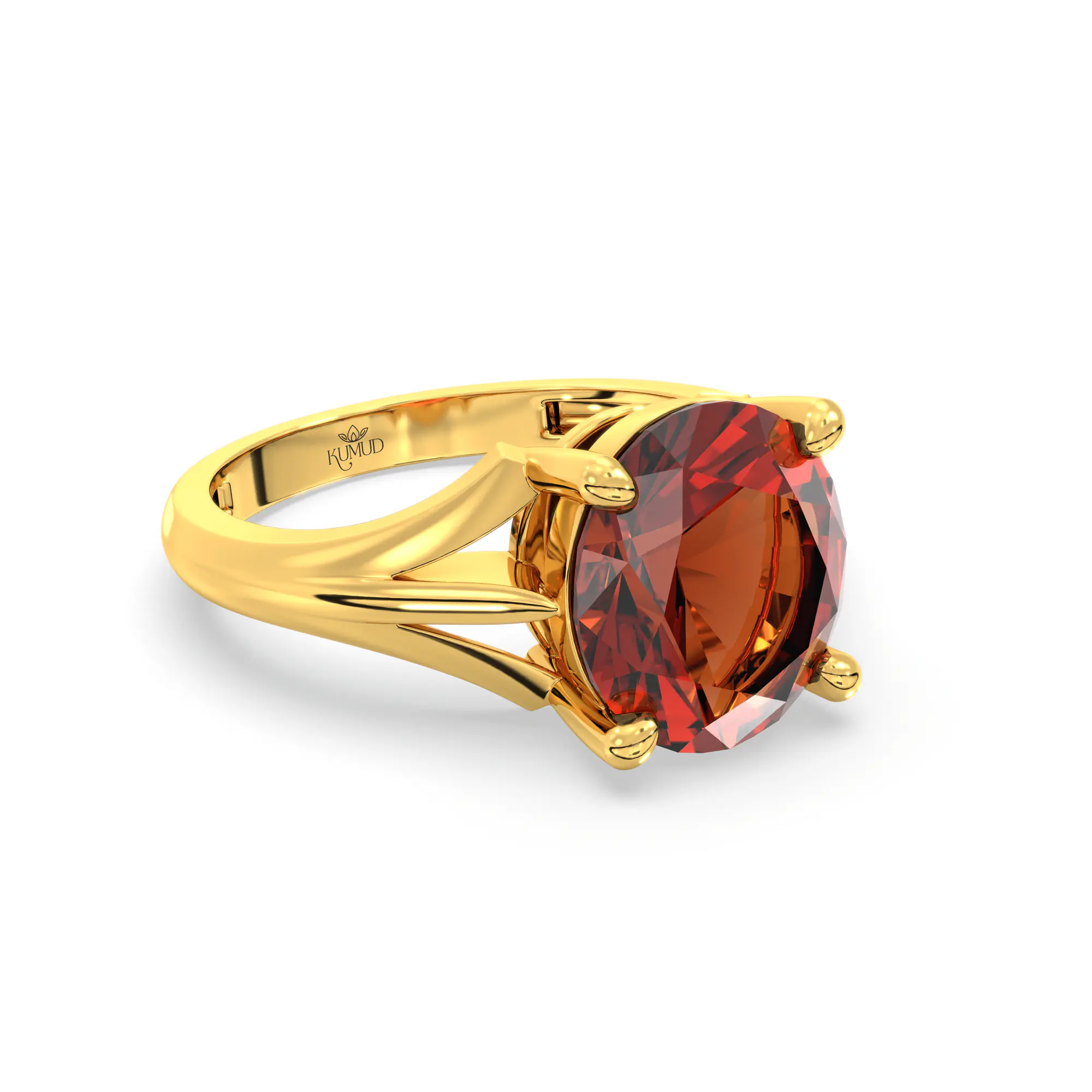 Hessonite (Gomed) Ring for Women in 22K Yellow Gold – Oval 9x8 mm, Prong Setting, 4 g (Design K17A-23) thumbnail