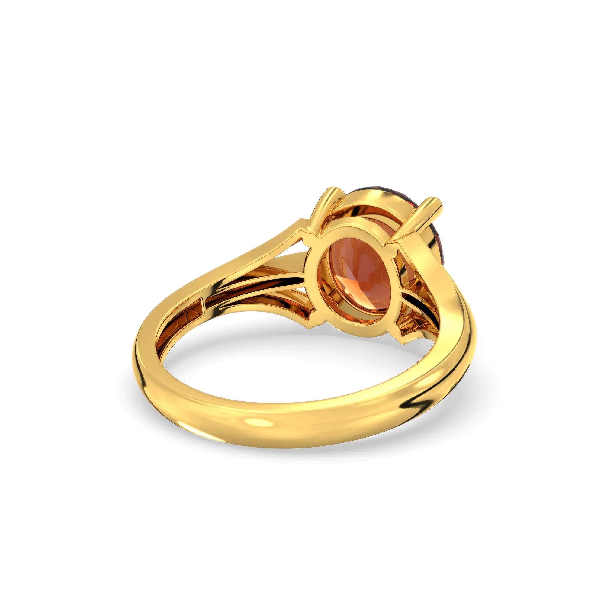 Hessonite (Gomed) Ring for Women in 22K Yellow Gold – Oval 9x8 mm, Prong Setting, 4 g (Design K17A-23) thumbnail