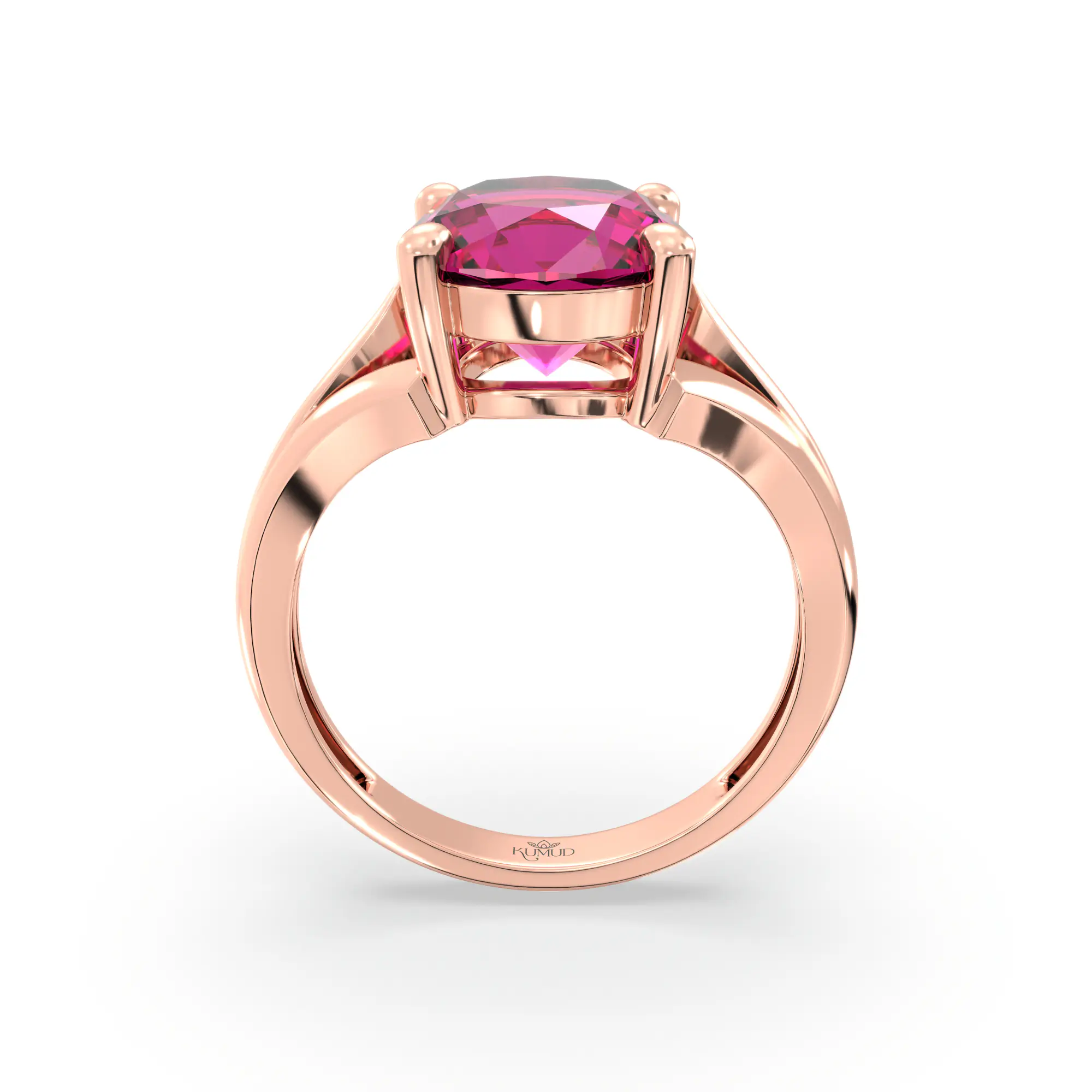 Ruby (Manik) Ring for Women in 18K Rose Gold – Oval 9x8 mm, Prong Setting, 4 g (Design K17A-23) thumbnail