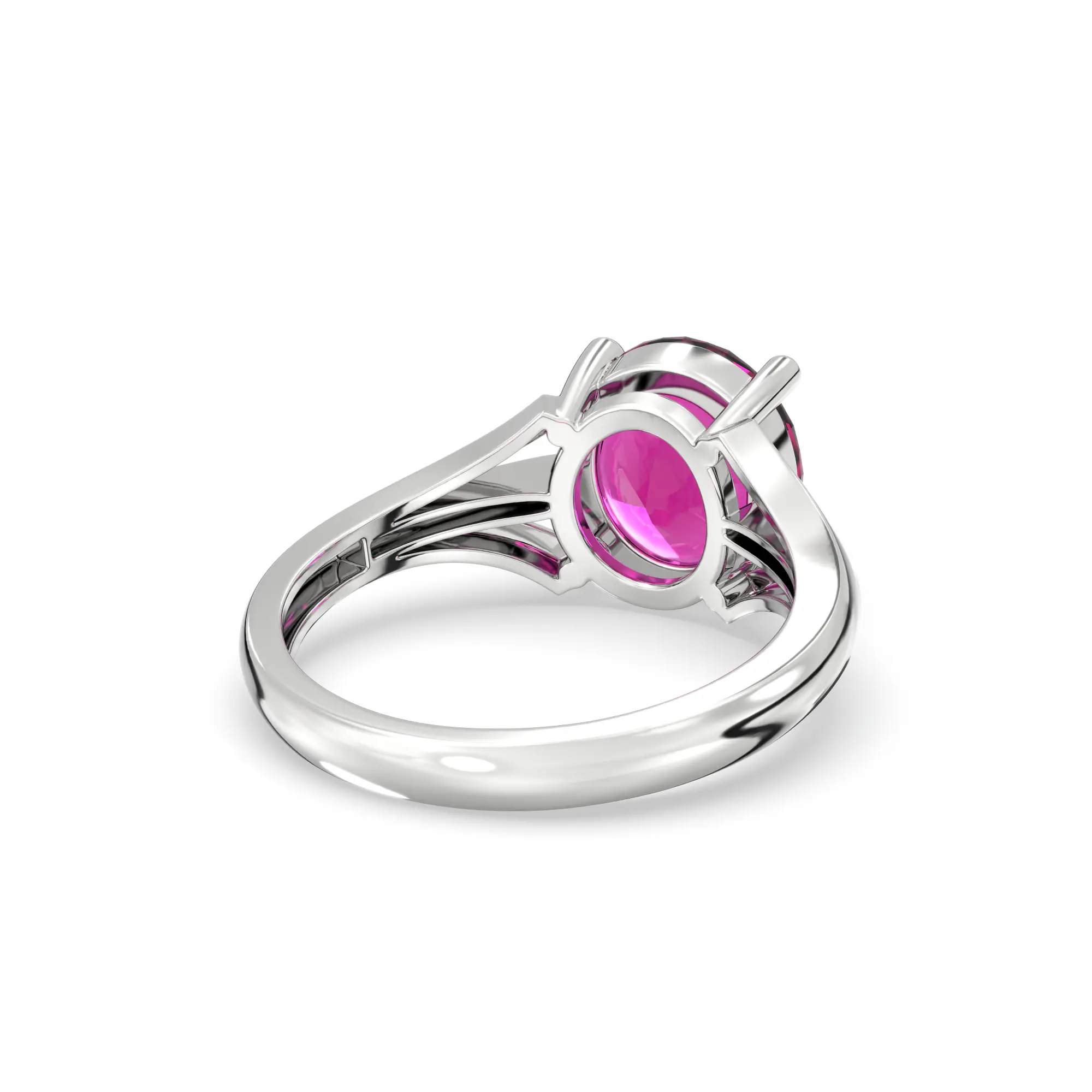 Ruby (Manik) Ring for Women in 18K White Gold – Oval 9x8 mm, Prong Setting, 4 g (Design K17A-23) thumbnail