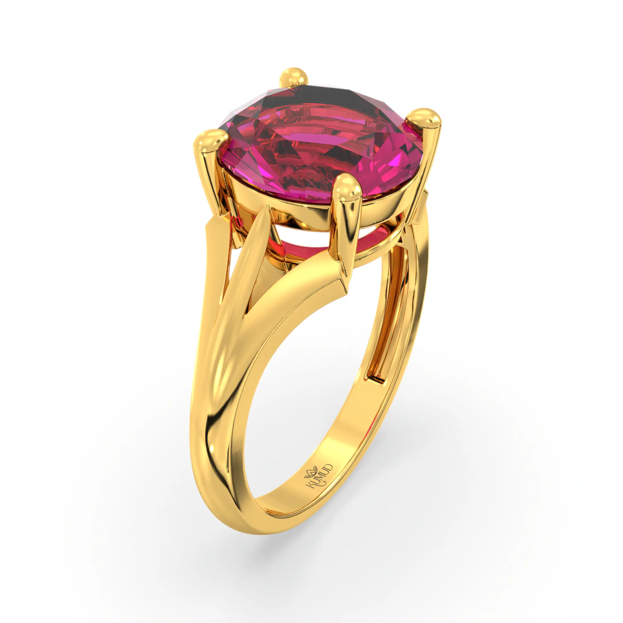 Ruby (Manik) Ring for Women in 22K Yellow Gold – Oval 9x8 mm, Prong Setting, 4 g (Design K17A-23) thumbnail