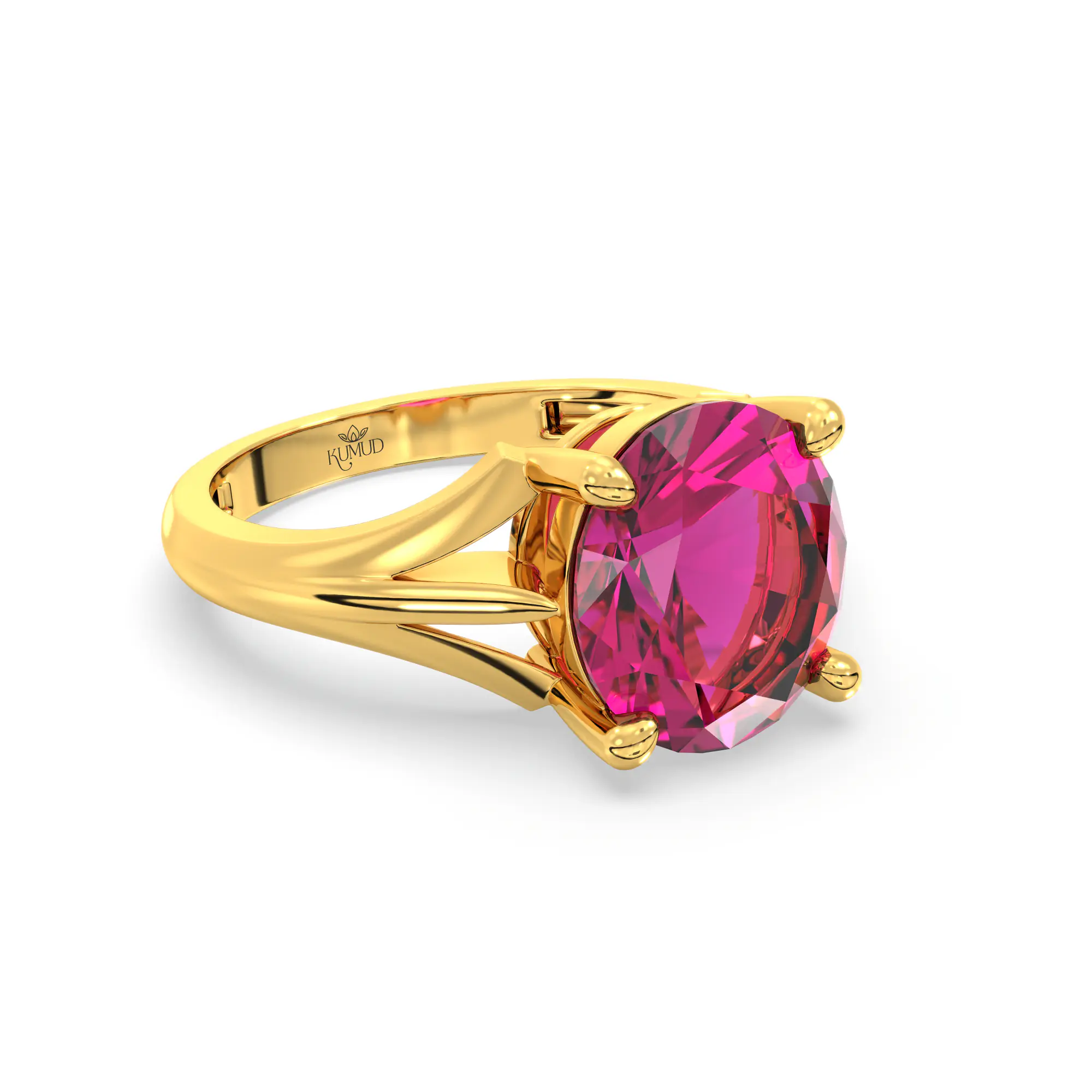 Ruby (Manik) Ring for Women in 22K Yellow Gold – Oval 9x8 mm, Prong Setting, 4 g (Design K17A-23) thumbnail