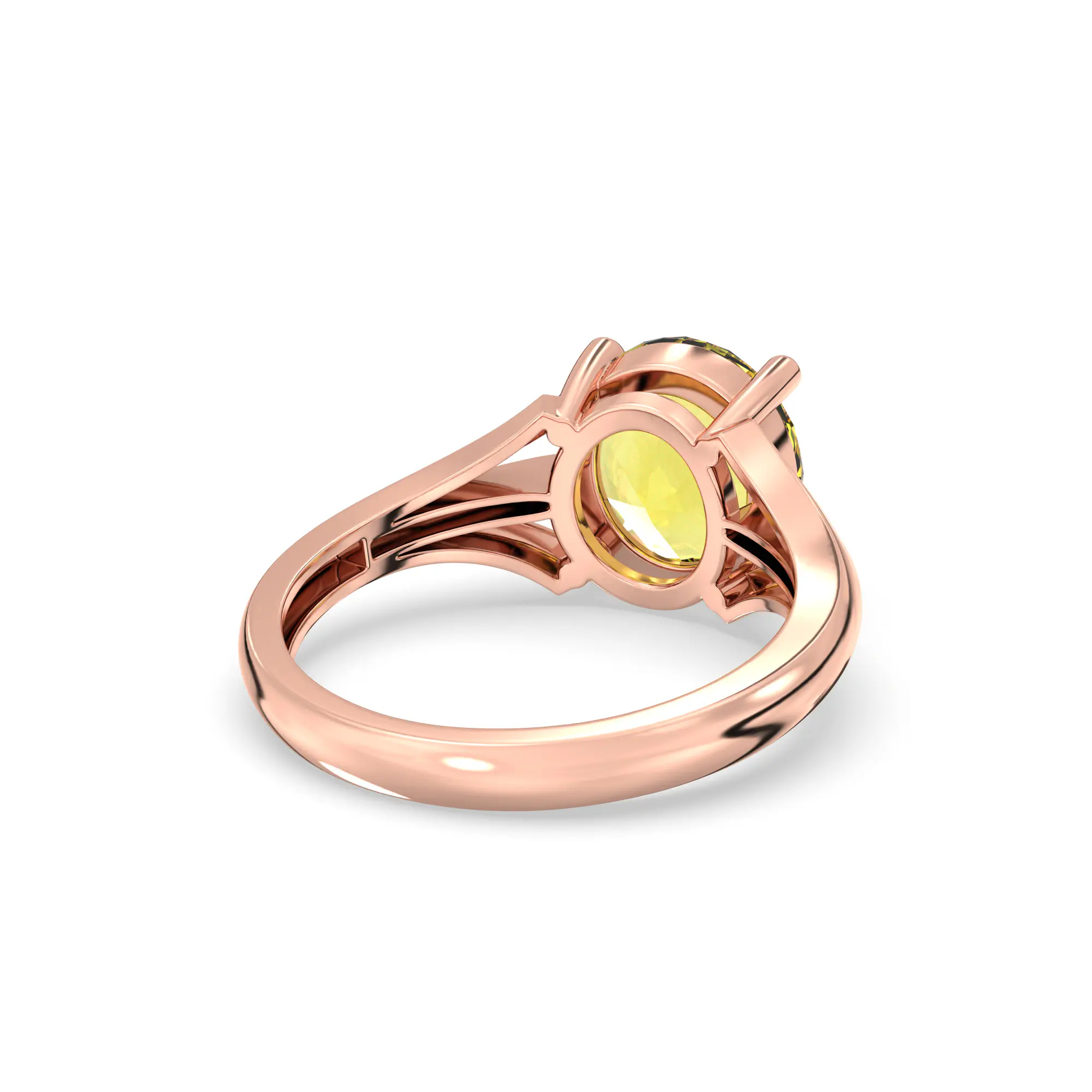 Yellow Sapphire (Pukhraj) Ring for Women in 18K Rose Gold – Oval 9x8 mm, Prong Setting, 4 g (Design K17A-23) thumbnail