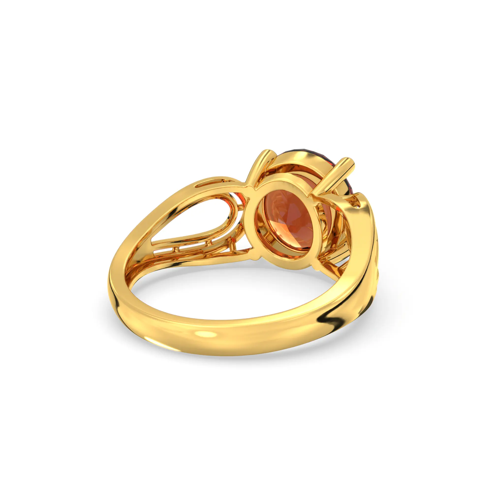 Hessonite (Gomed) Ring for Women in 22K Yellow Gold – Oval 9x8 mm, Prong Setting, 4 g (Design K17A-24) thumbnail