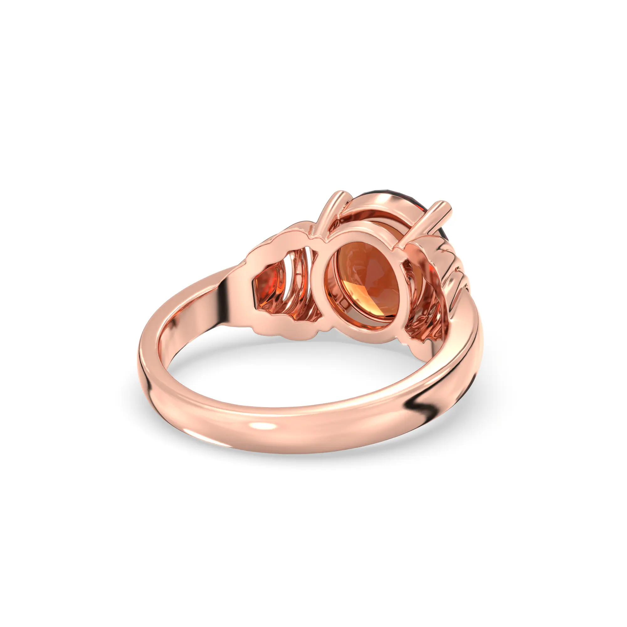 Hessonite (Gomed) Ring for Women in 18K Rose Gold – Oval 9x8 mm, Prong Setting, 6 g (Design K17A-25) thumbnail