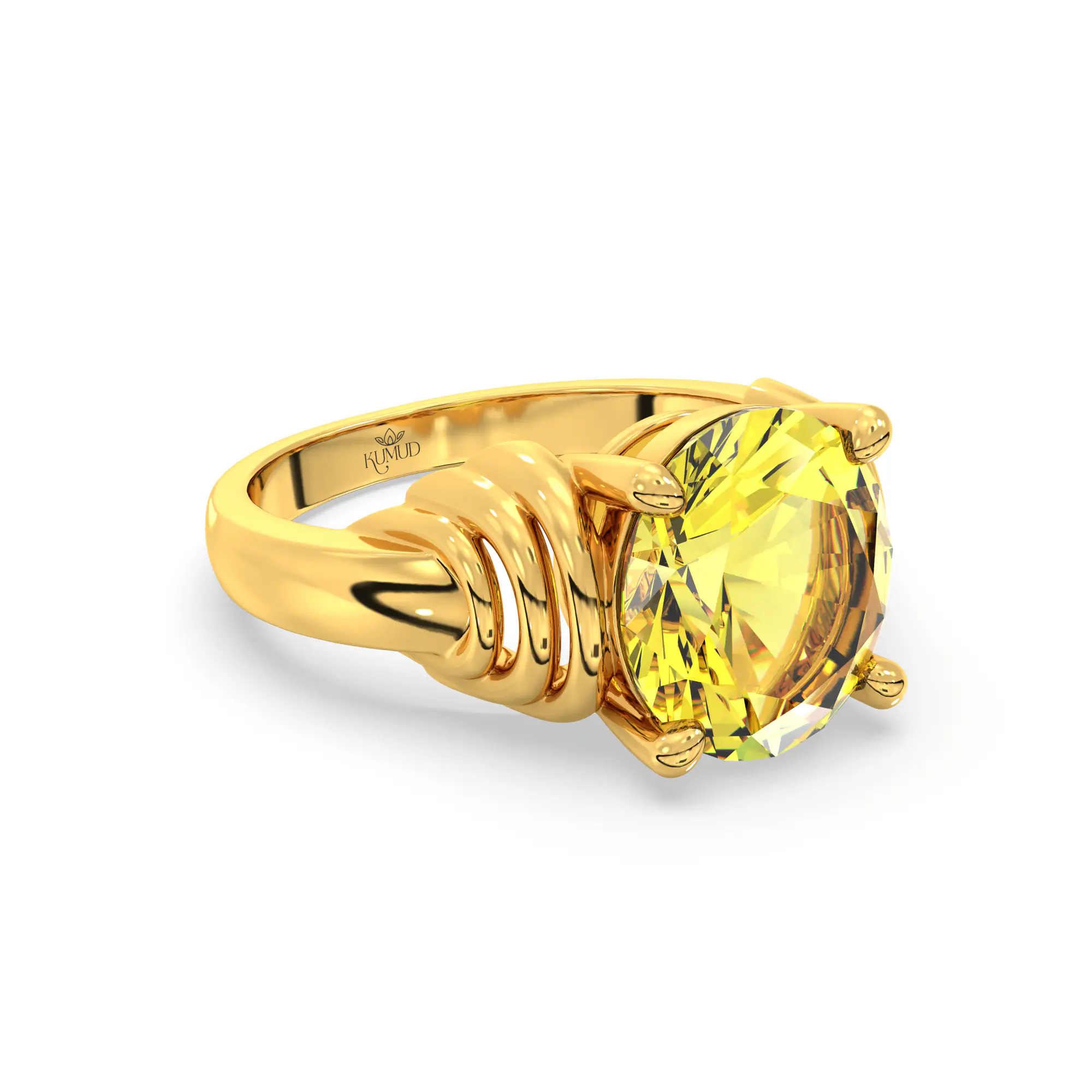 Yellow Sapphire (Pukhraj) Ring for Women in 22K Yellow Gold – Oval 9x8 mm, Prong Setting, 6 g (Design K17A-25) thumbnail