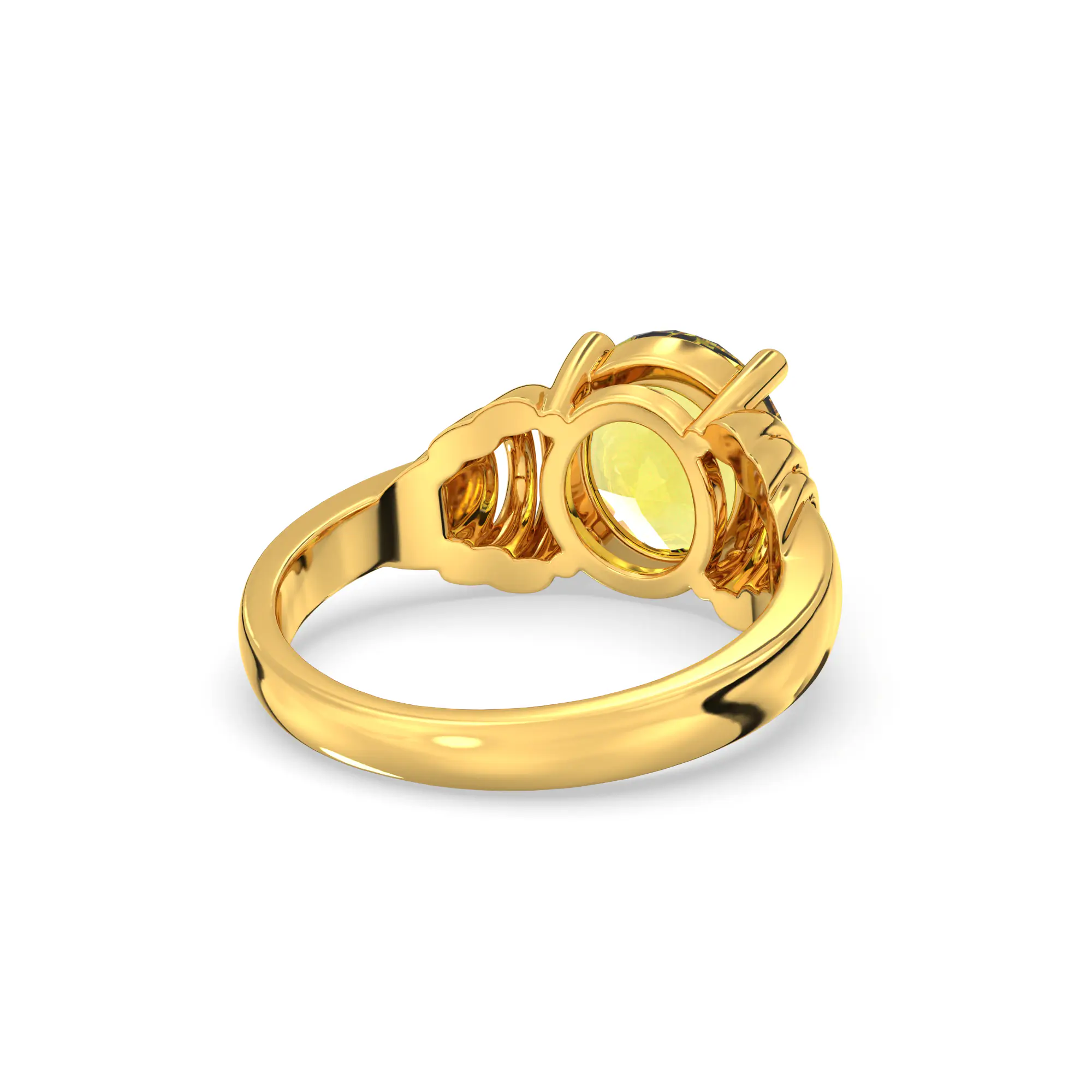 Yellow Sapphire (Pukhraj) Ring for Women in 22K Yellow Gold – Oval 9x8 mm, Prong Setting, 6 g (Design K17A-25) thumbnail