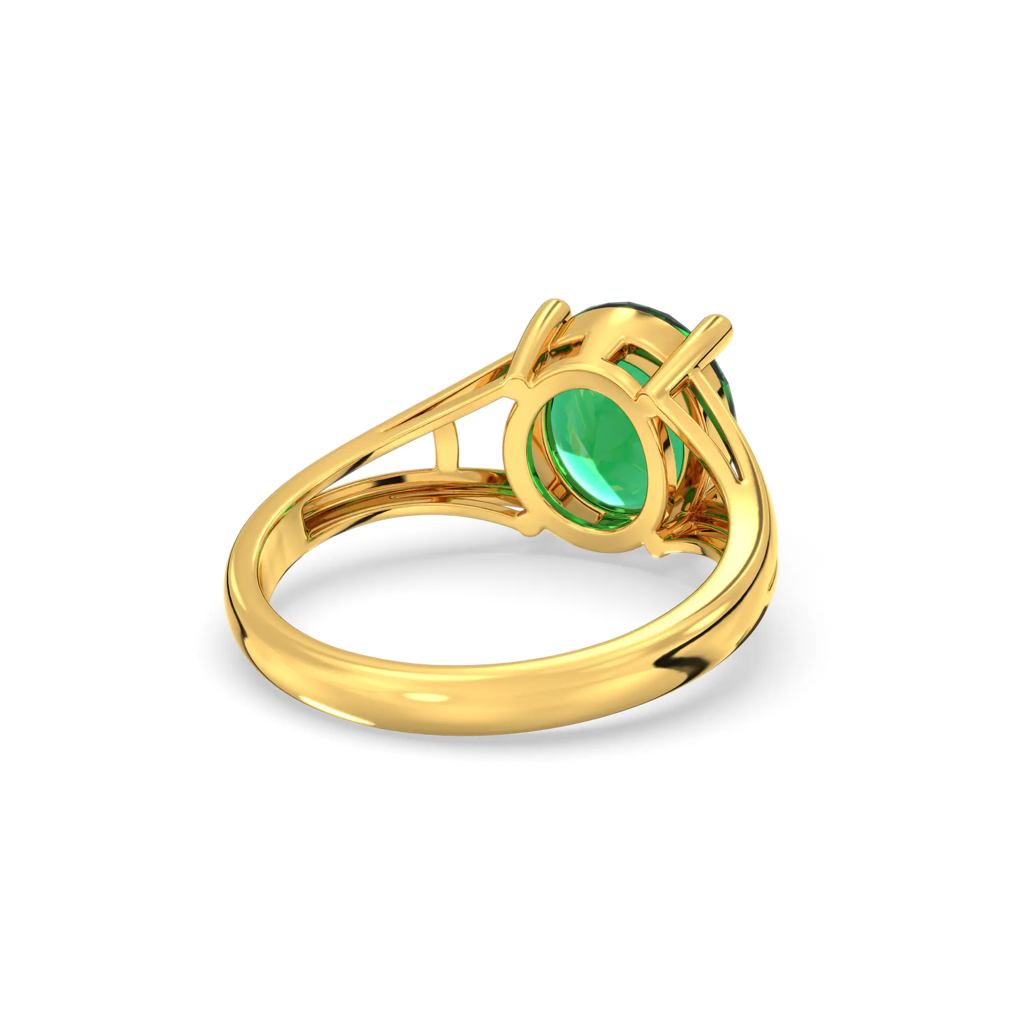 Emerald (Panna) Ring for Women in 22K Yellow Gold – Oval 9x8 mm, Prong Setting, 4 g (Design K17A-26) thumbnail