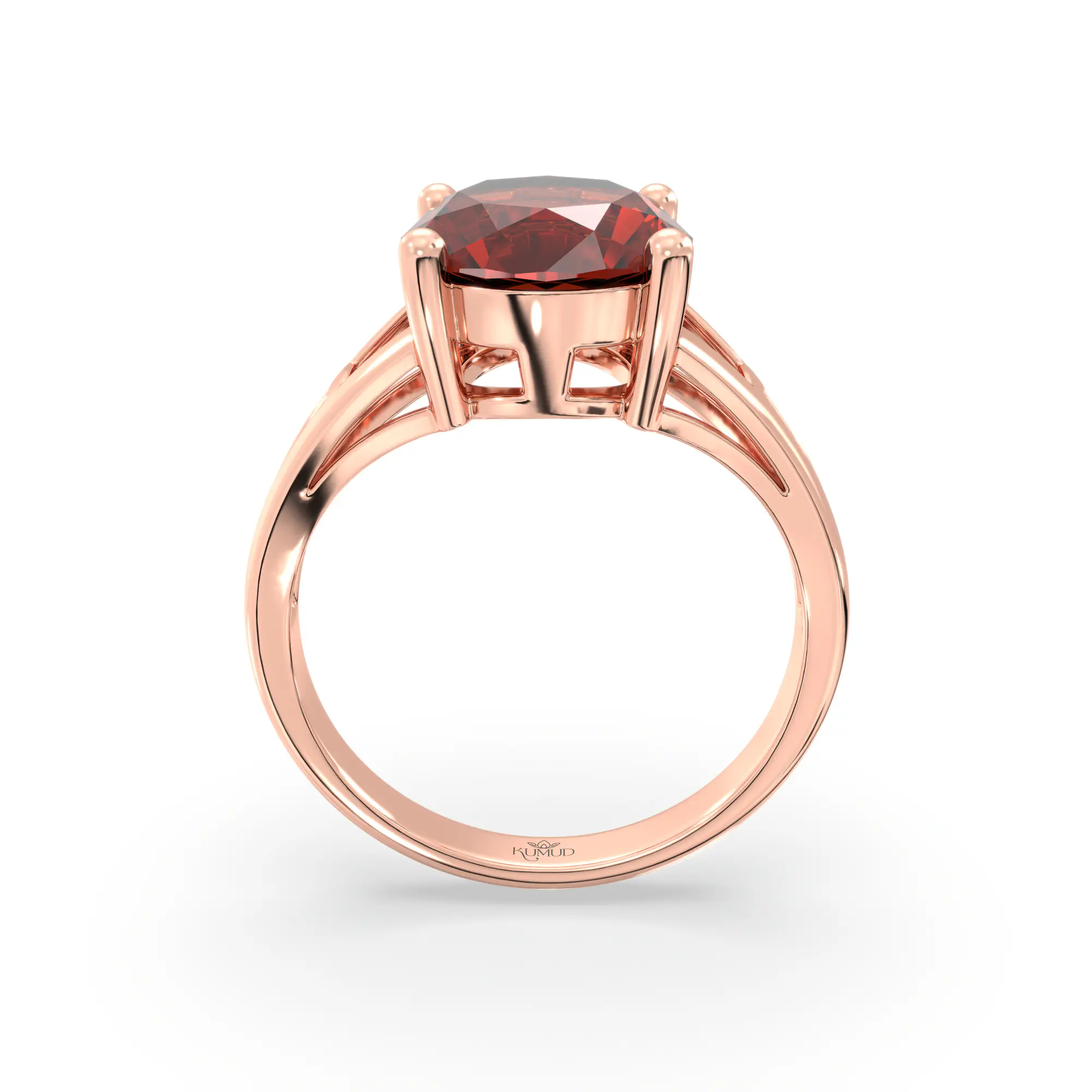 Hessonite (Gomed) Ring for Women in 18K Rose Gold – Oval 9x8 mm, Prong Setting, 4 g (Design K17A-26) thumbnail