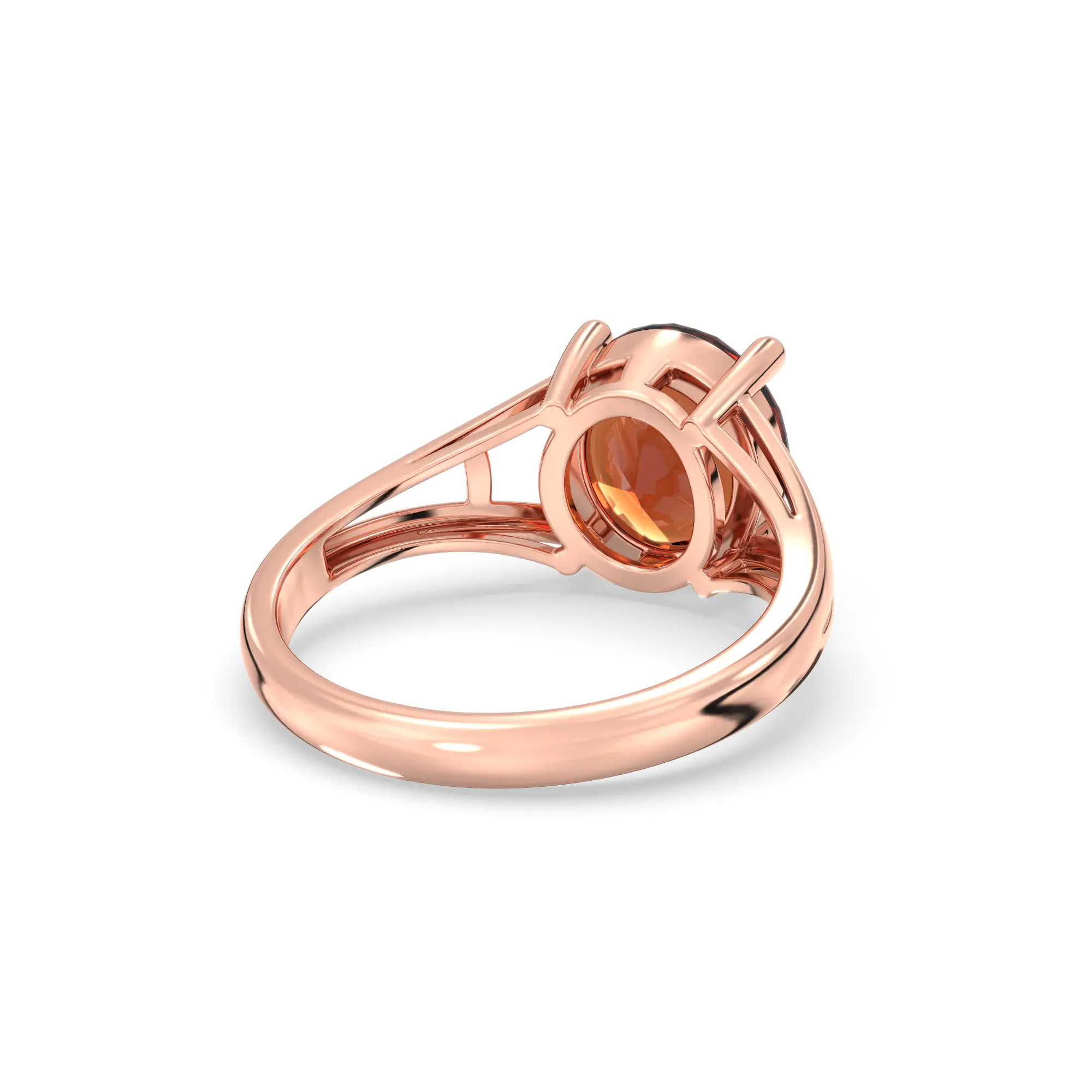 Hessonite (Gomed) Ring for Women in 18K Rose Gold – Oval 9x8 mm, Prong Setting, 4 g (Design K17A-26) thumbnail