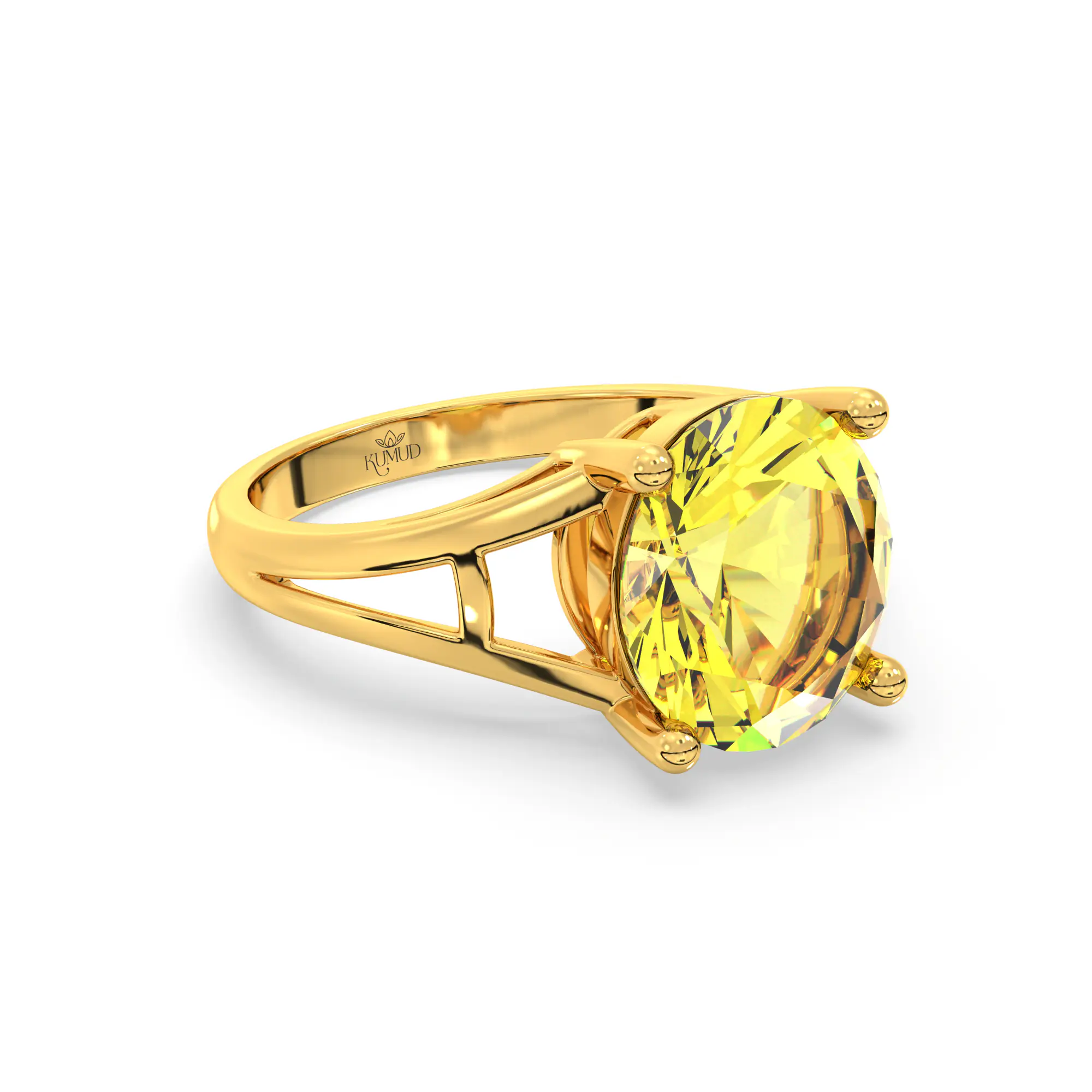 Yellow Sapphire (Pukhraj) Ring for Women in 22K Yellow Gold – Oval 9x8 mm, Prong Setting, 4 g (Design K17A-26) thumbnail