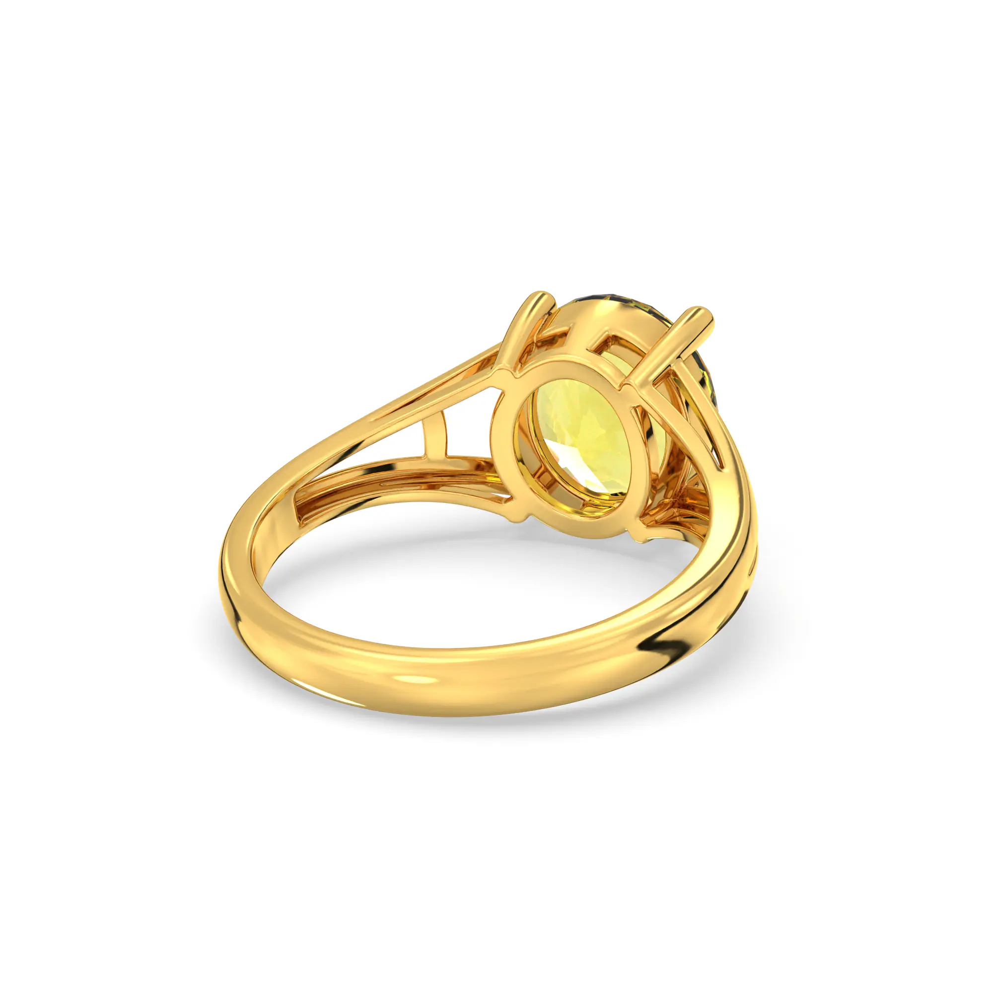 Yellow Sapphire (Pukhraj) Ring for Women in 22K Yellow Gold – Oval 9x8 mm, Prong Setting, 4 g (Design K17A-26) thumbnail