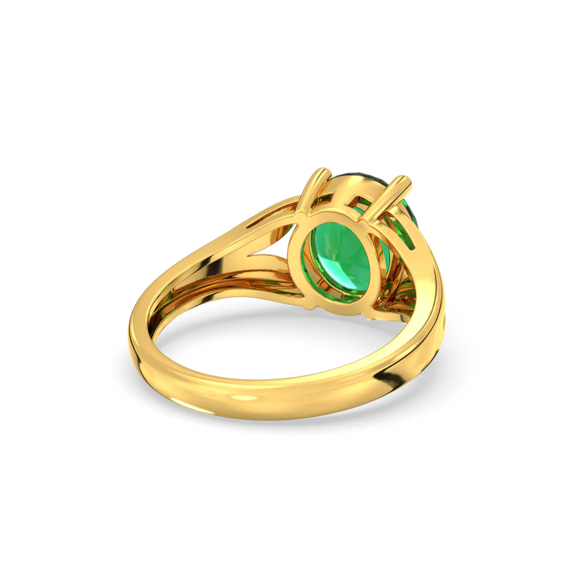 Emerald (Panna) Ring for Women in 22K Yellow Gold – Oval 9x8 mm, Prong Setting, 4 g (Design K17A-28) thumbnail