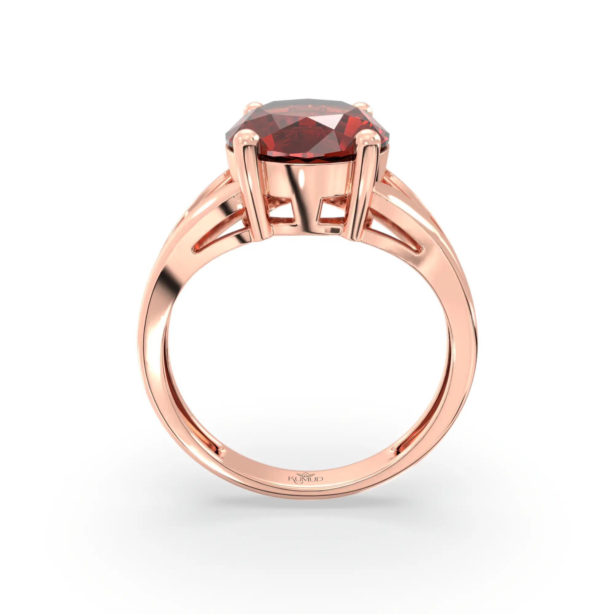 Hessonite (Gomed) Ring for Women in 18K Rose Gold – Oval 9x8 mm, Prong Setting, 4 g (Design K17A-28) thumbnail